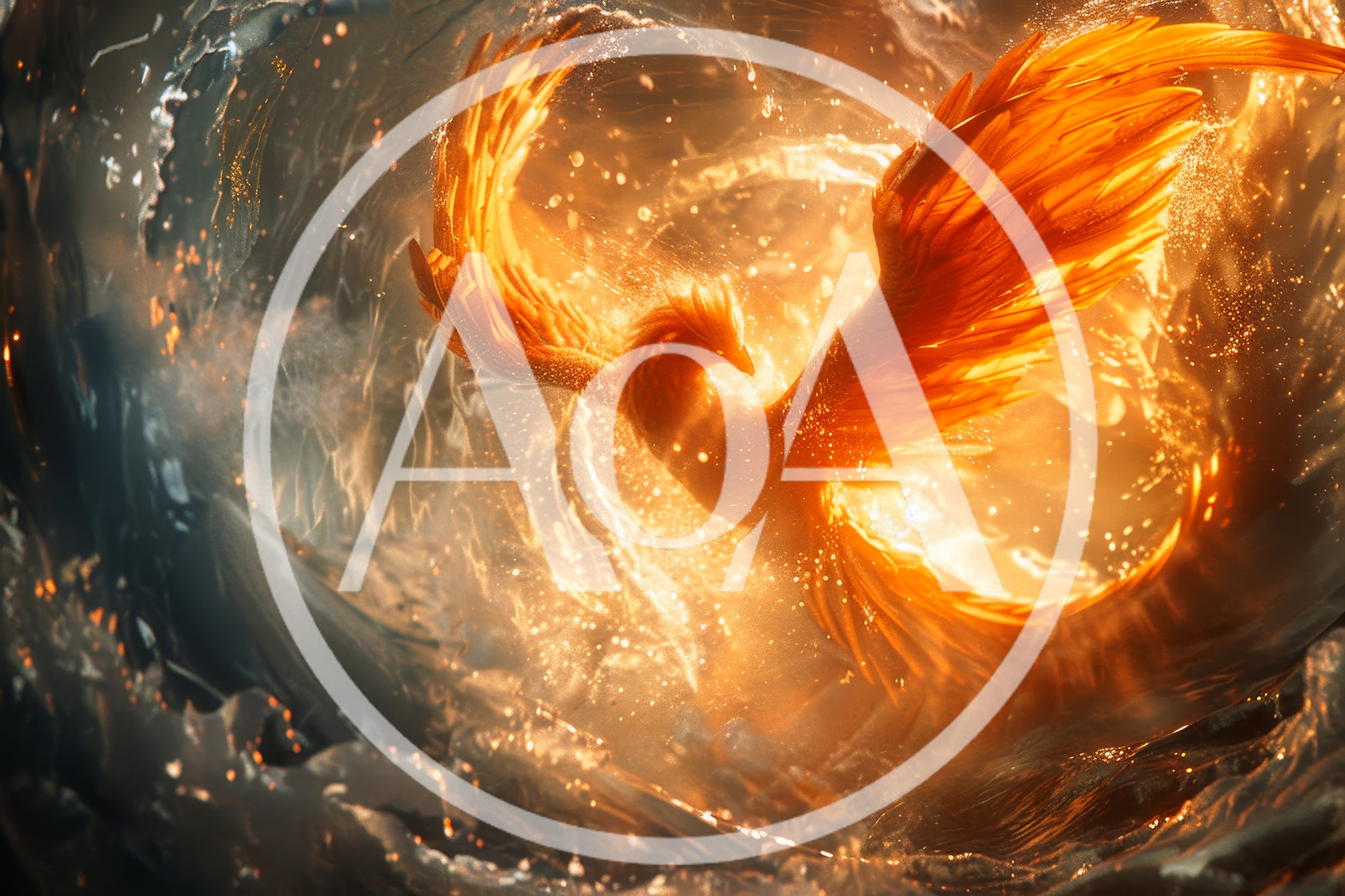 Fiery Phoenix Rising From Swirling Water Vortex