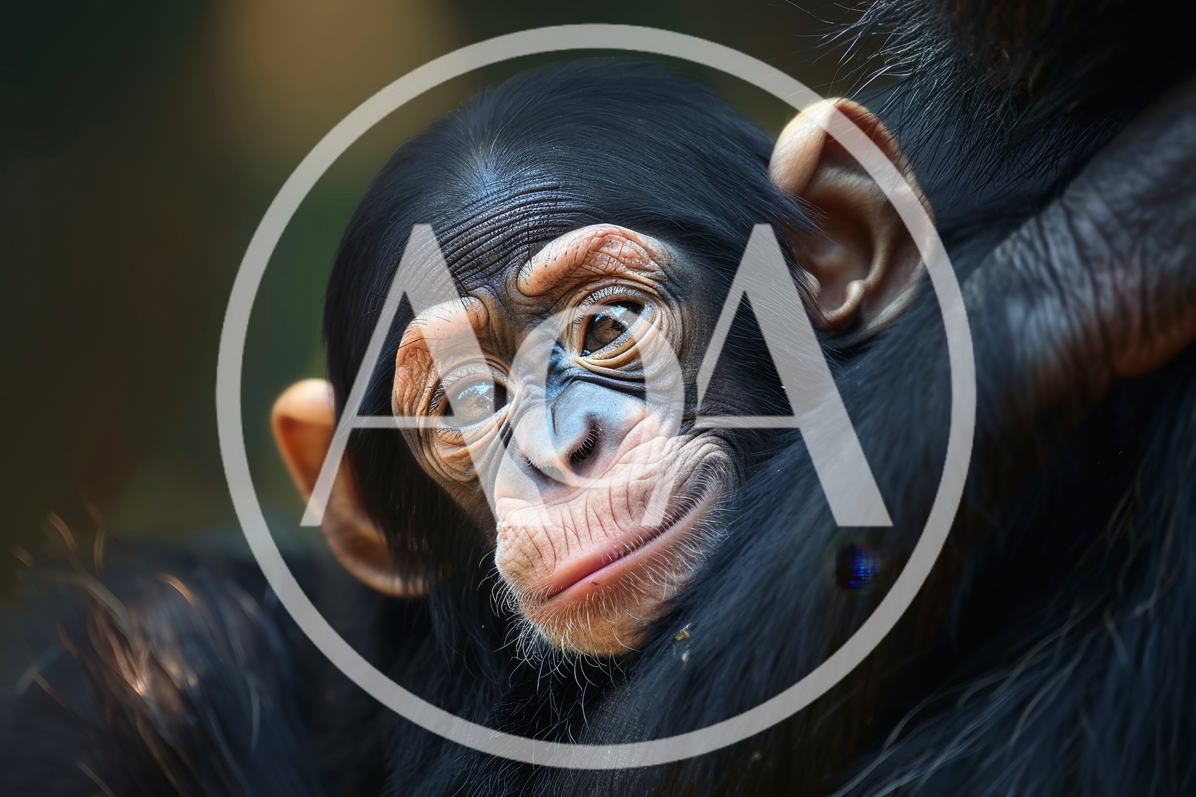 Close Up Portrait Of A Baby Chimpanzee