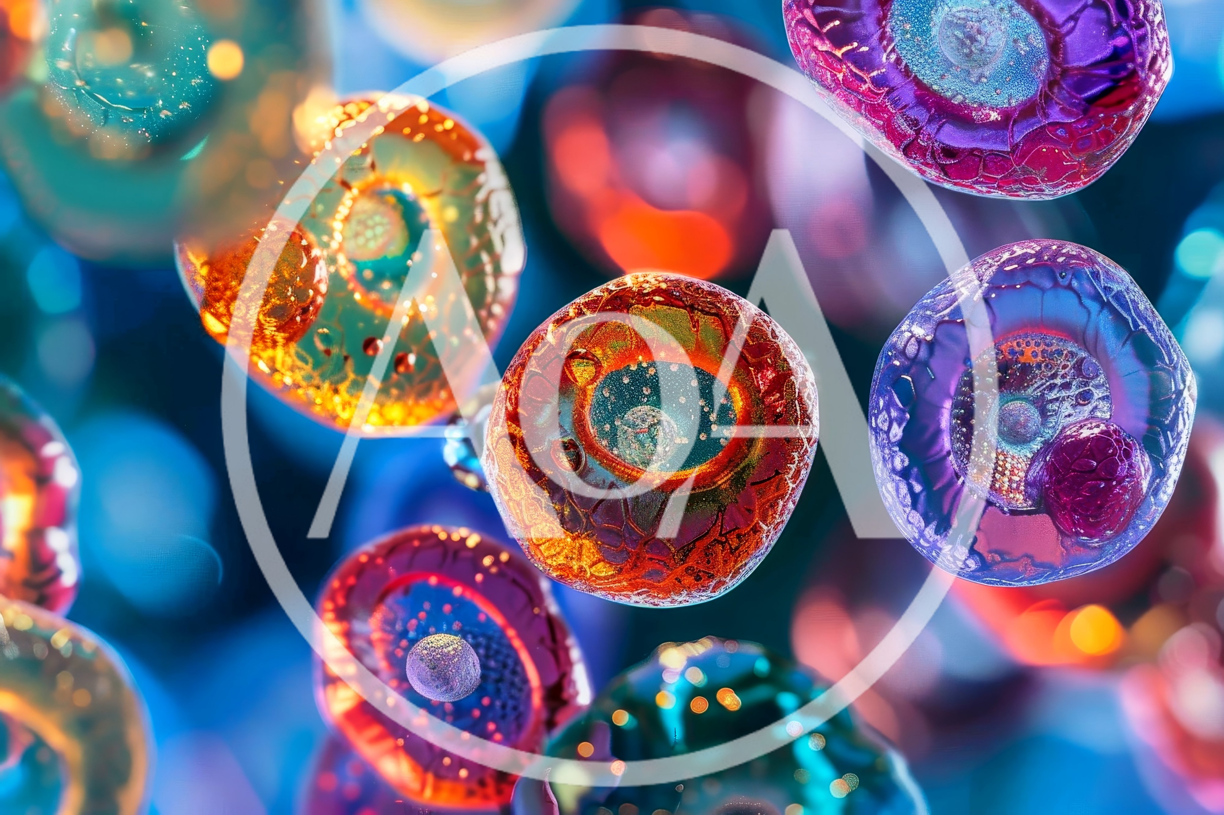 Microscopic View Of Colorful Biological Cells