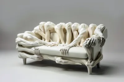 Surreal Sculpture Of Human Limbs Forming A Sofa