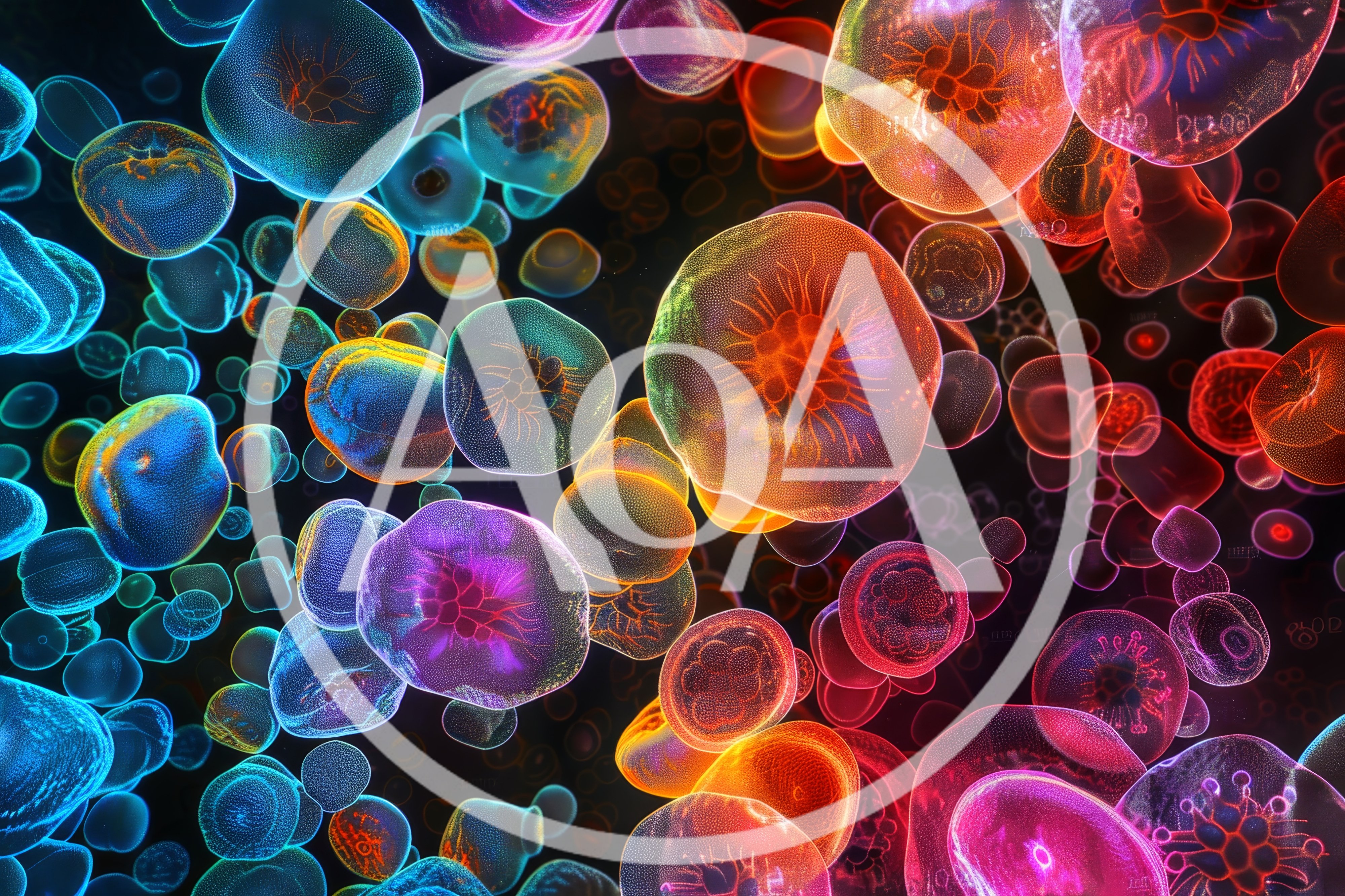 Abstract Bioluminescent Jellyfish Floating In Deep Ocean