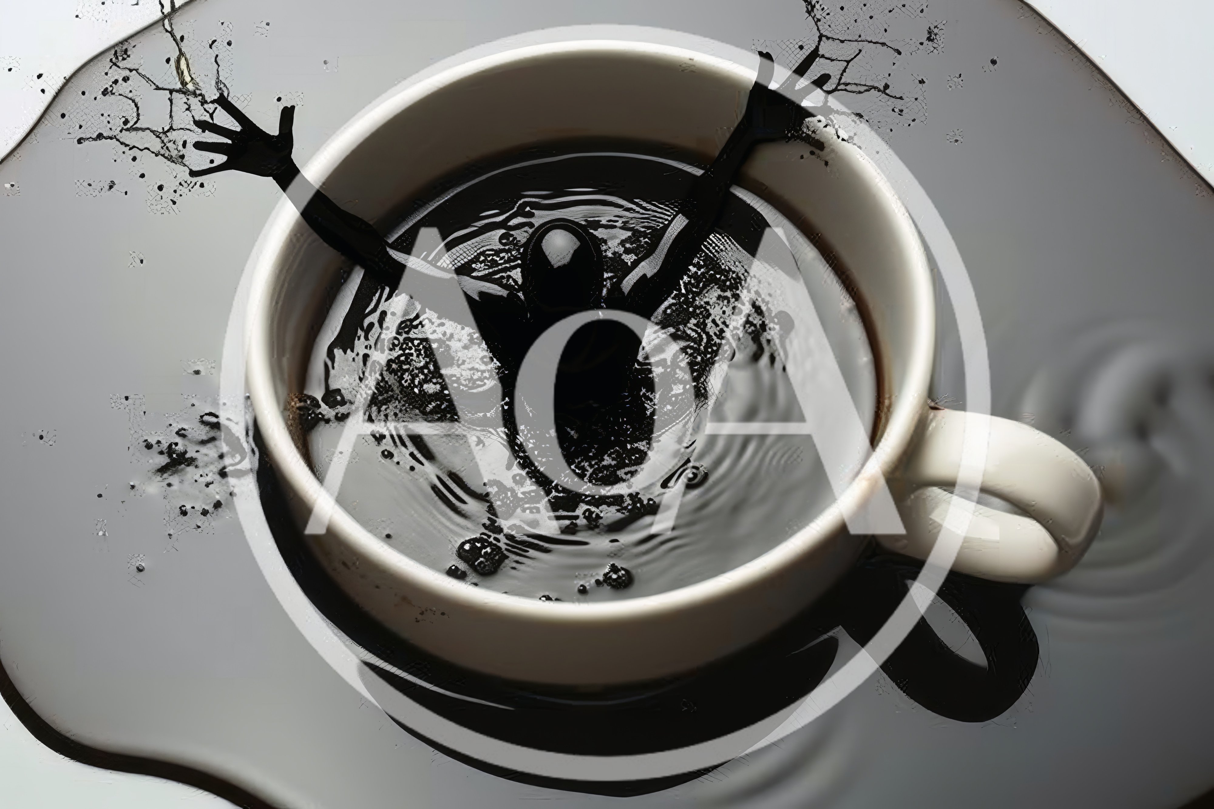 Surreal Human Figure Emerging From A Coffee Cup