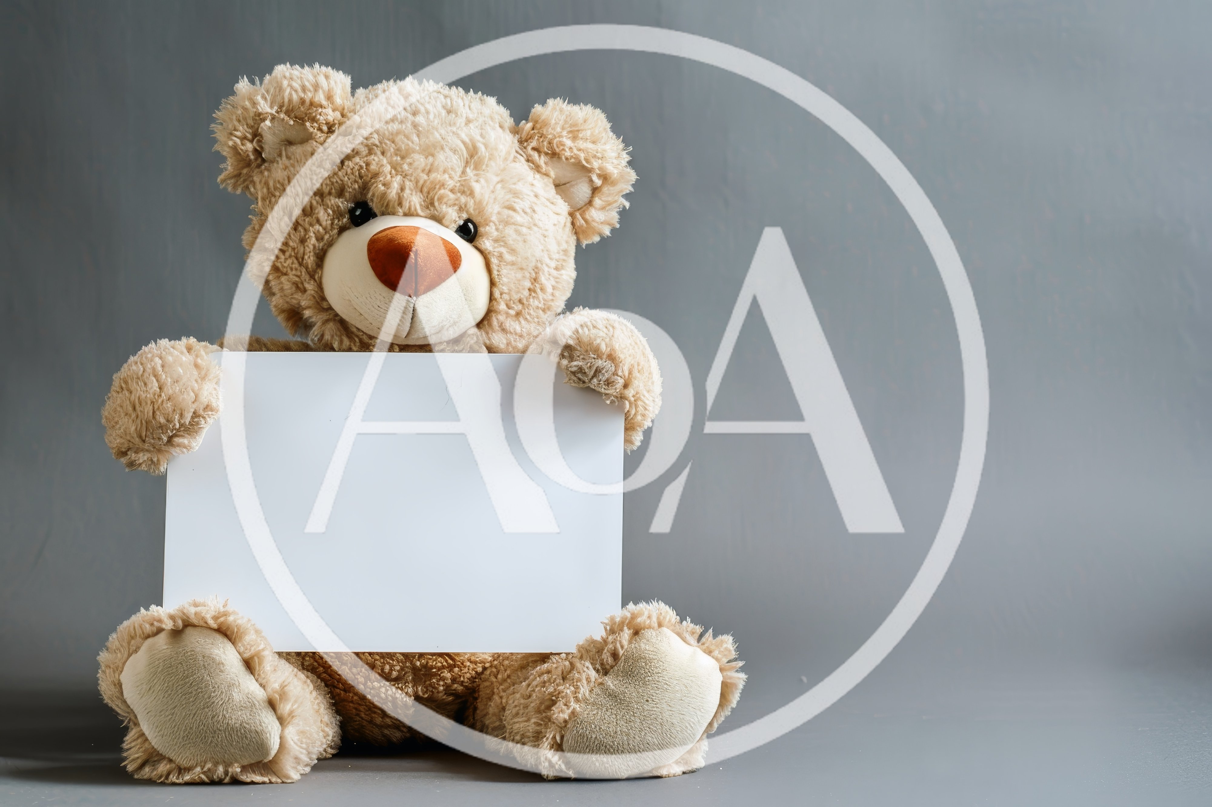 Teddy Bear Holding A Blank White Sign
