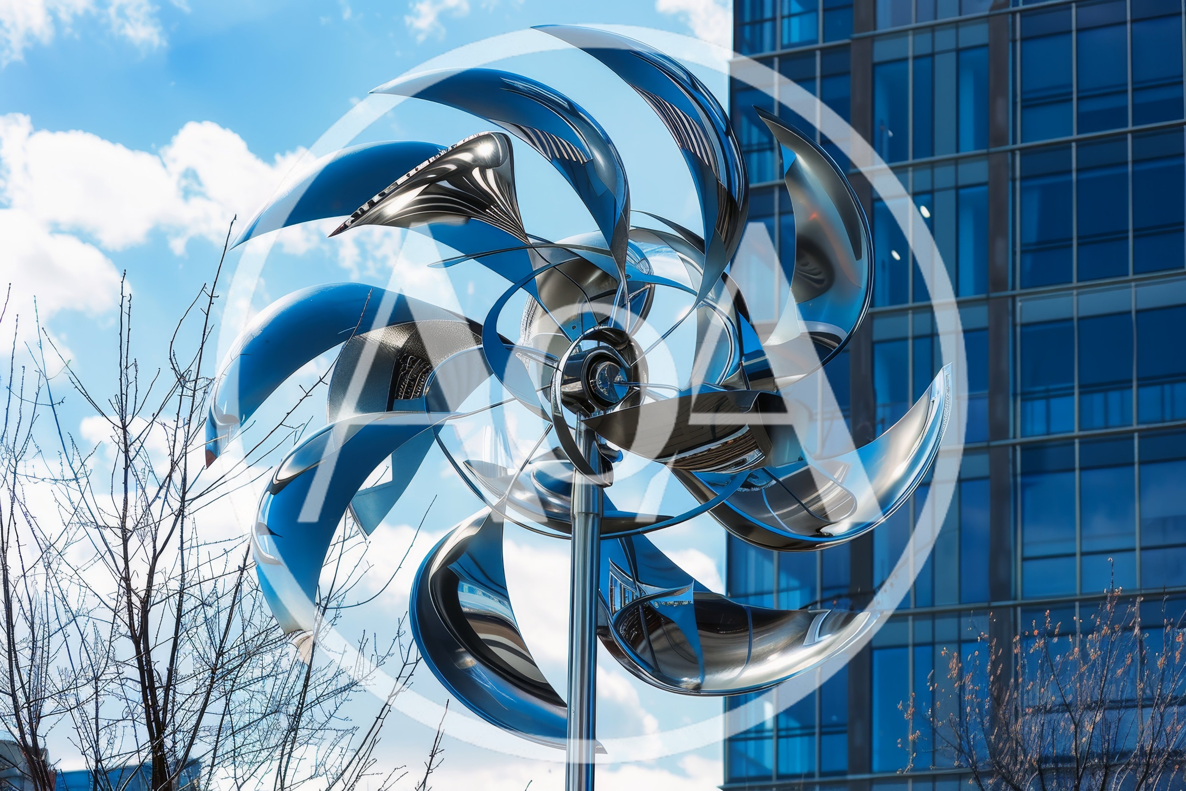 Kinetic Metal Wind Sculpture Spinning Outdoors