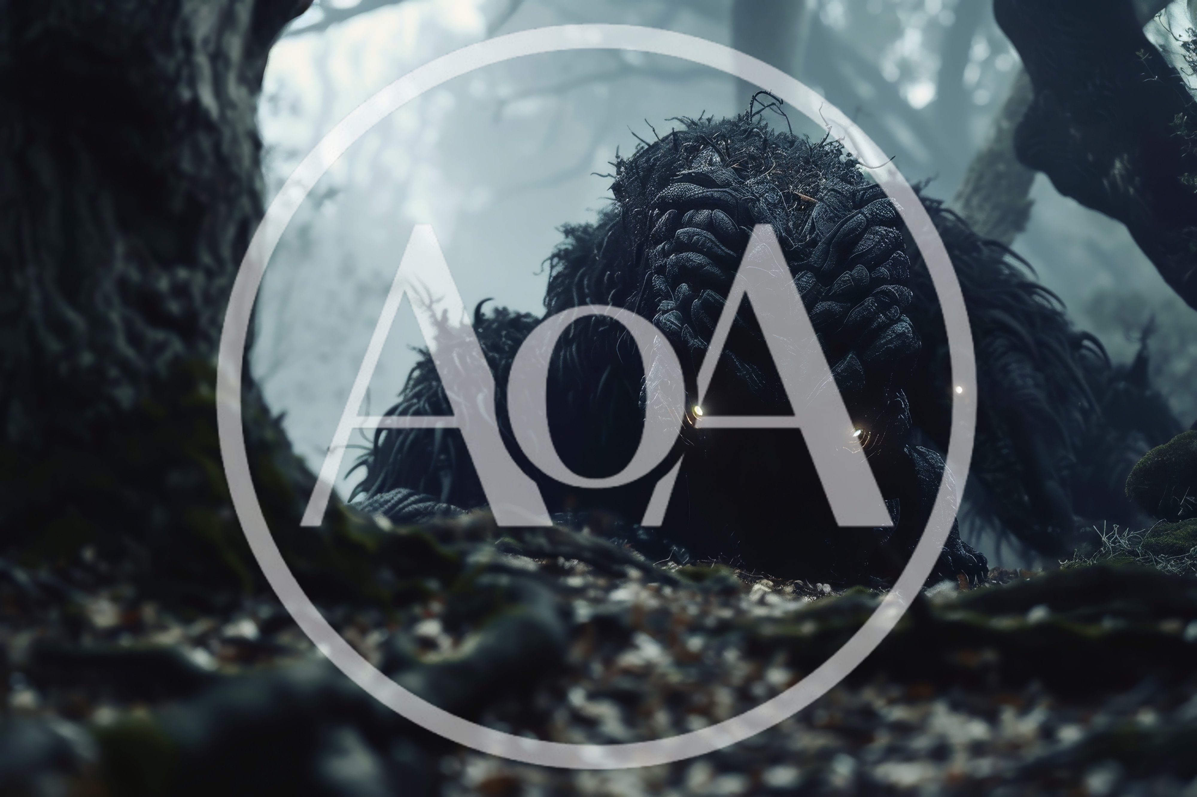 Dark Monstrous Creature Lurking In Misty Forest