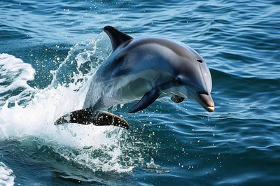 Bottlenose Dolphin Leaping From Ocean Waves