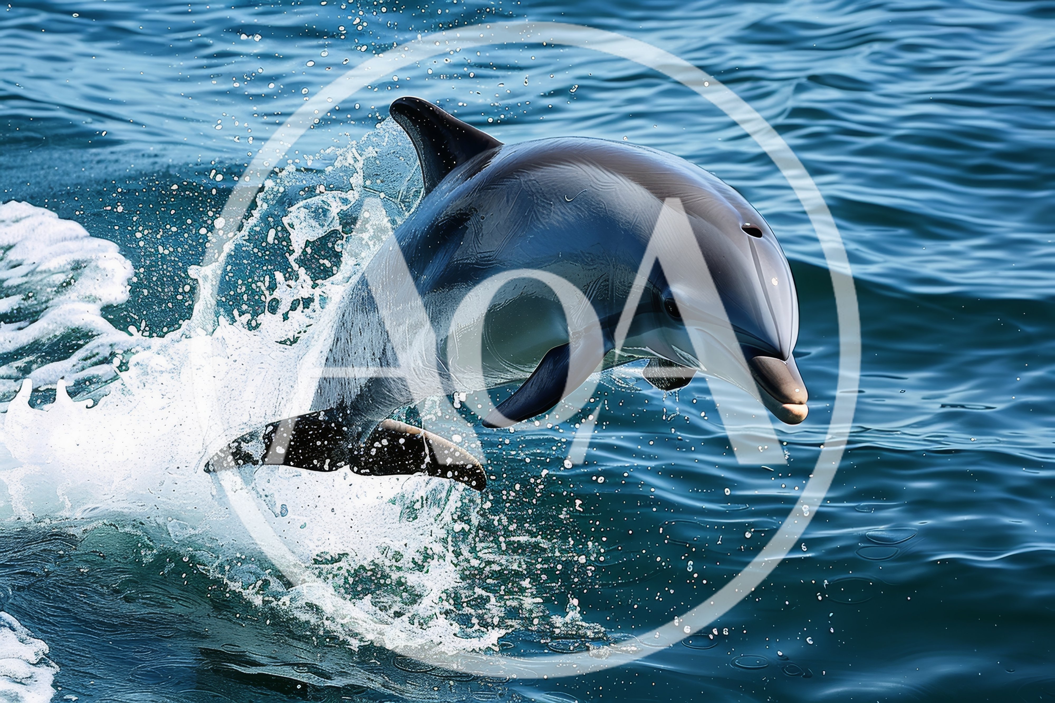 Bottlenose Dolphin Leaping From Ocean Waves