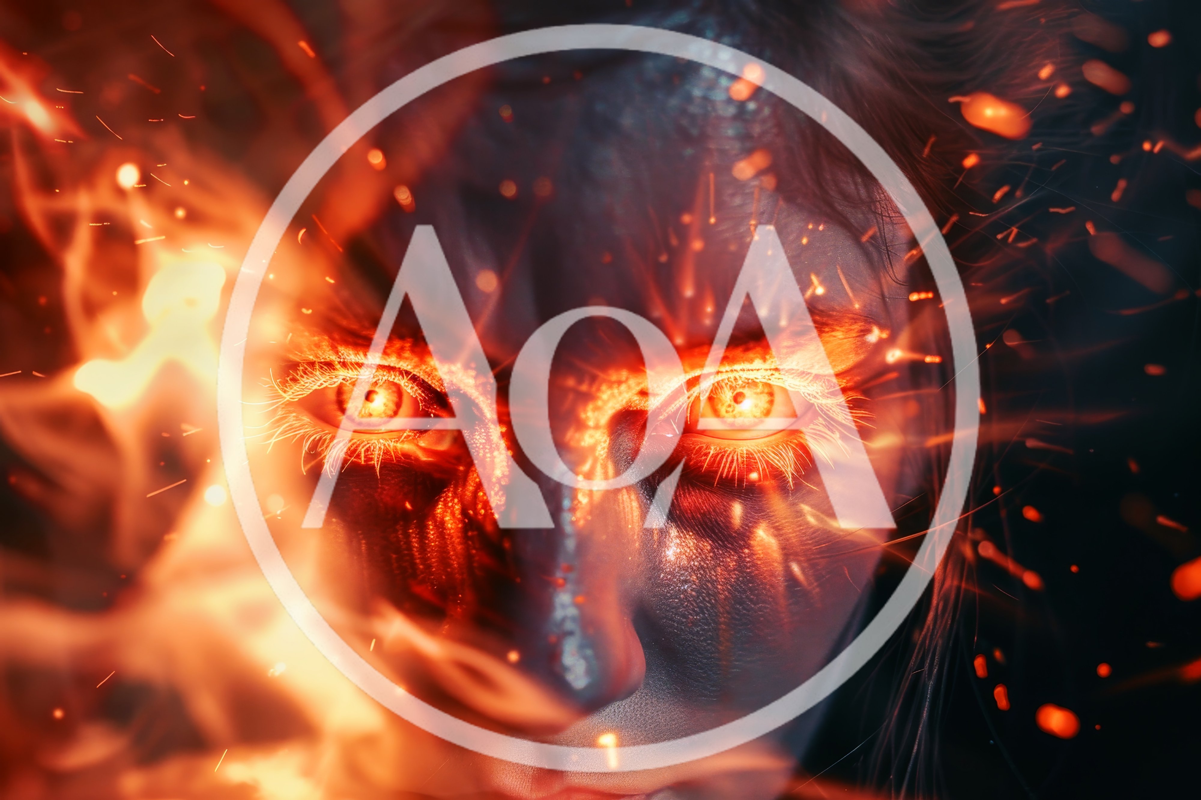 Close Up Of A Woman With Glowing Fiery Eyes