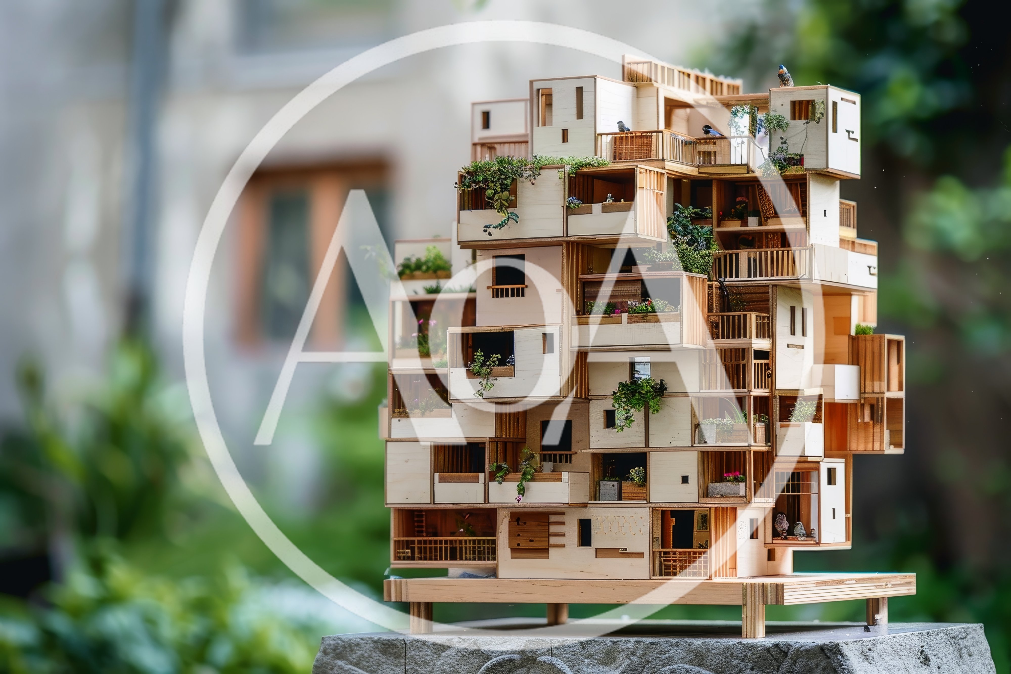 Miniature Wooden Modular Apartment Building Model