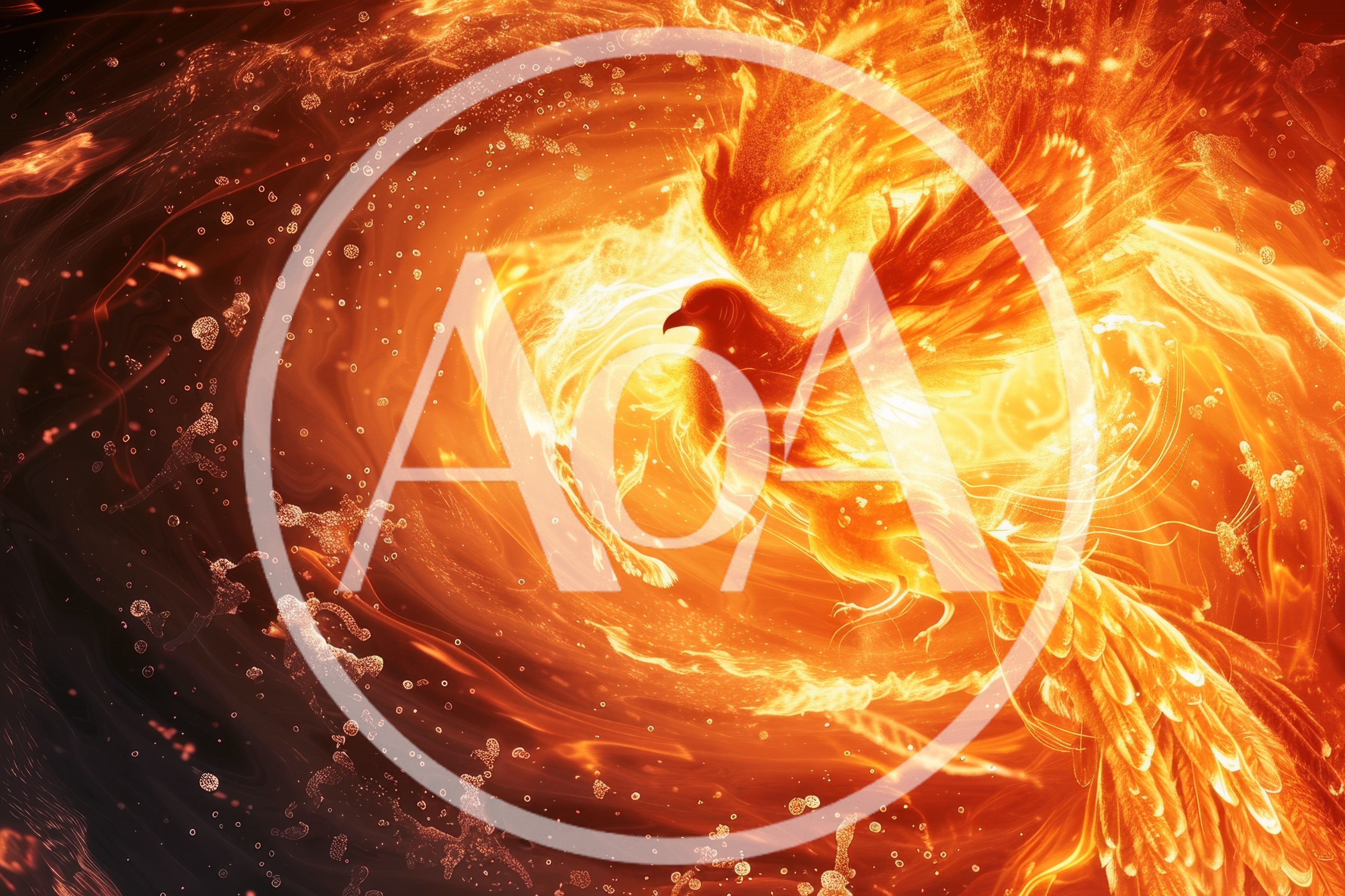 Majestic Phoenix Rising From Swirling Fire Vortex