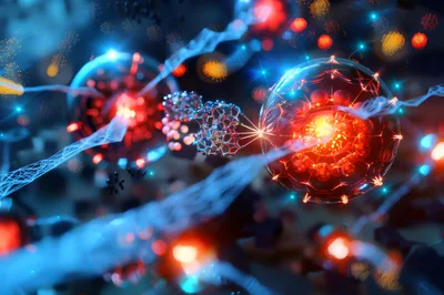 Abstract Microscopic View Of Cellular Interaction And Energy