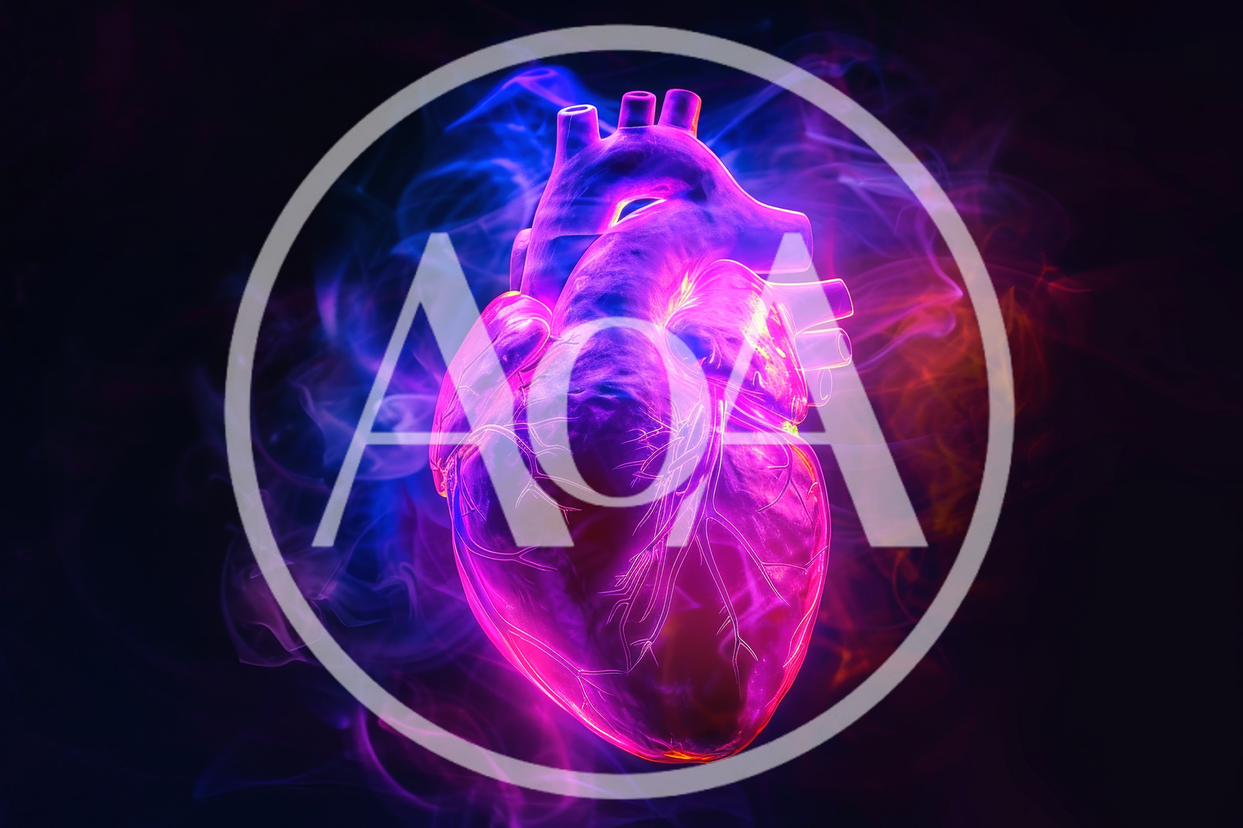 Glowing Neon Human Heart Anatomy Model