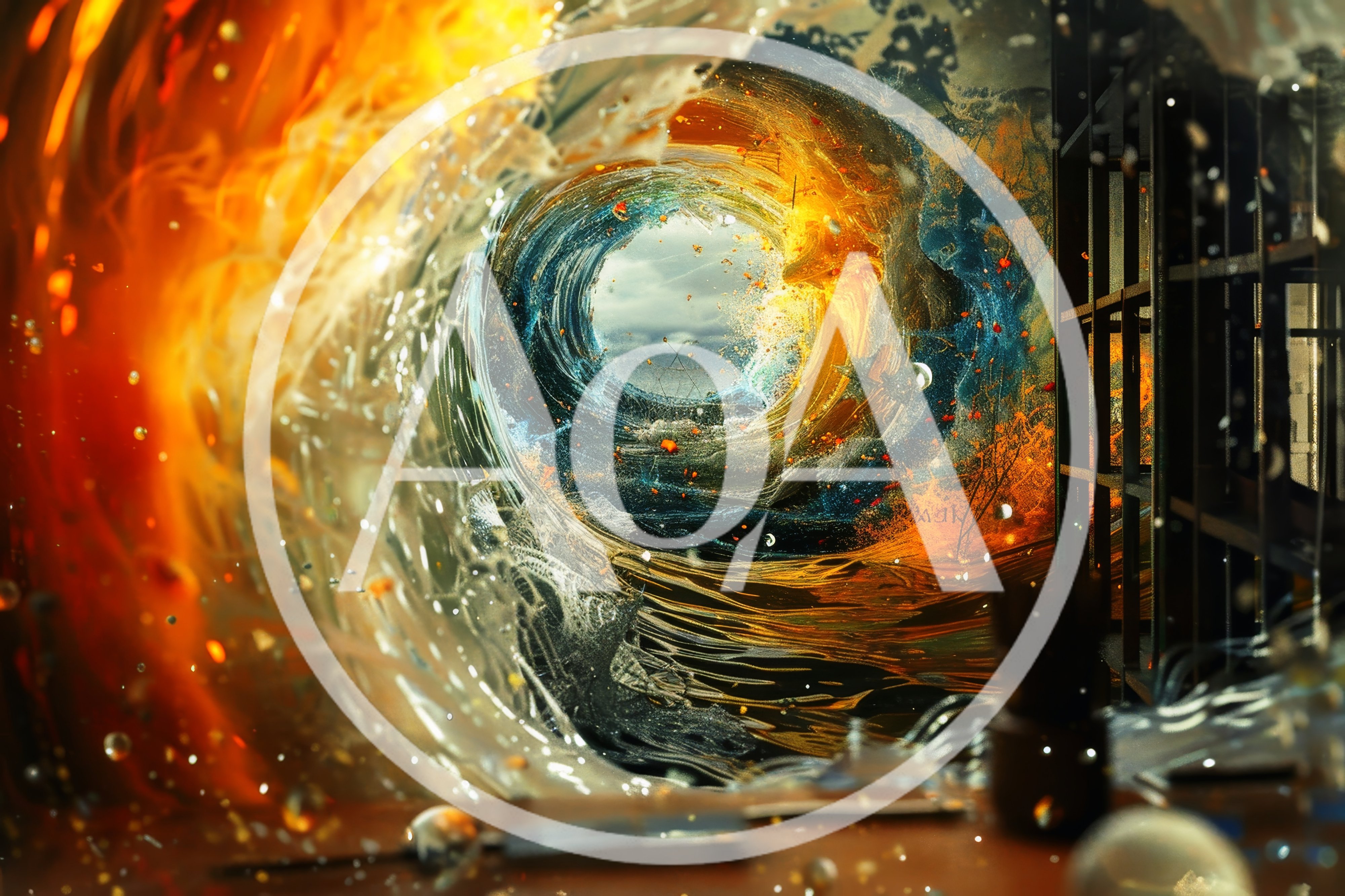 Surreal Abstract Portal With Swirling Fire And Water