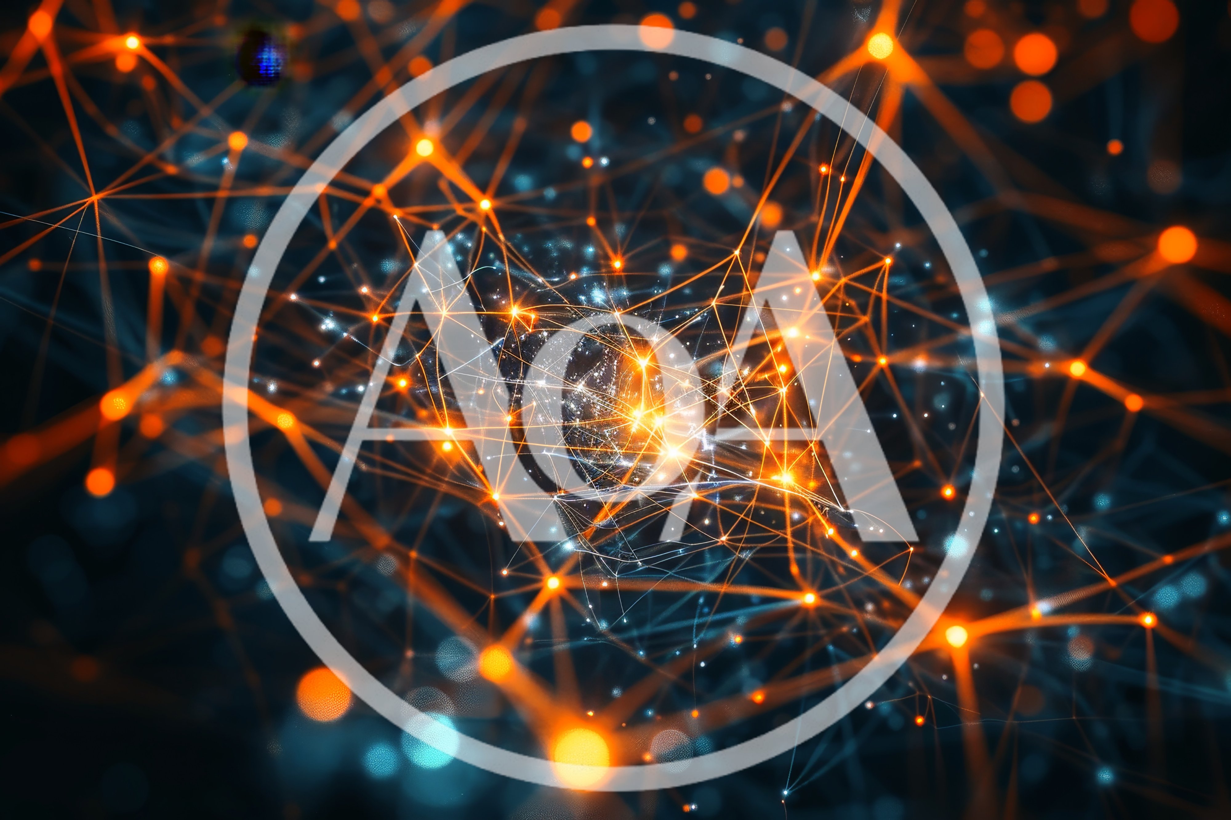 Abstract Digital Network Connections With Glowing Orange Nodes