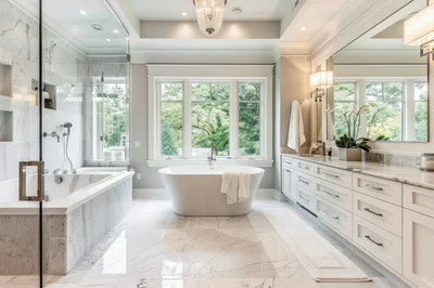 Luxury Modern Bathroom With Freestanding Bathtub