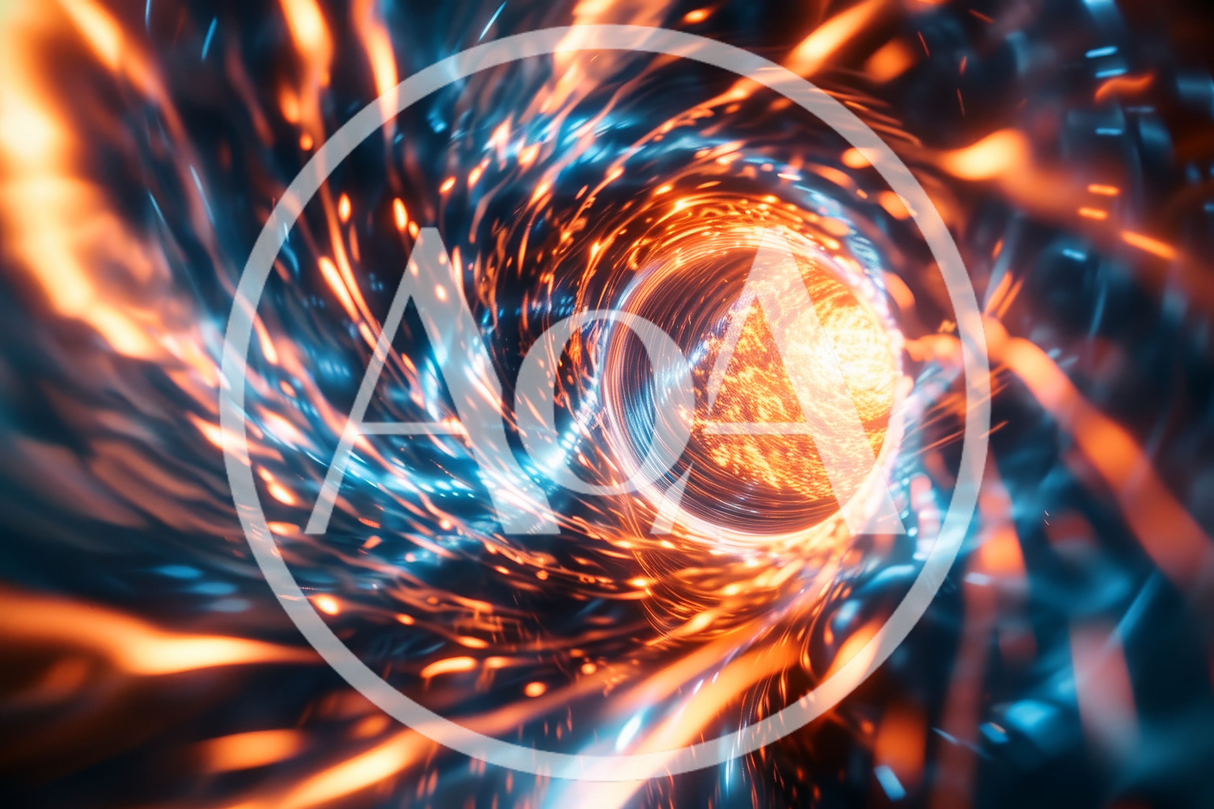 Abstract Wormhole Tunnel With Glowing Orange And Blue Light