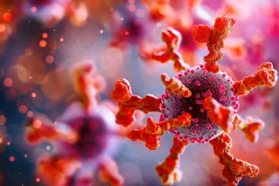 3D Render Of Coronavirus SARS-CoV-2 Viral Particles