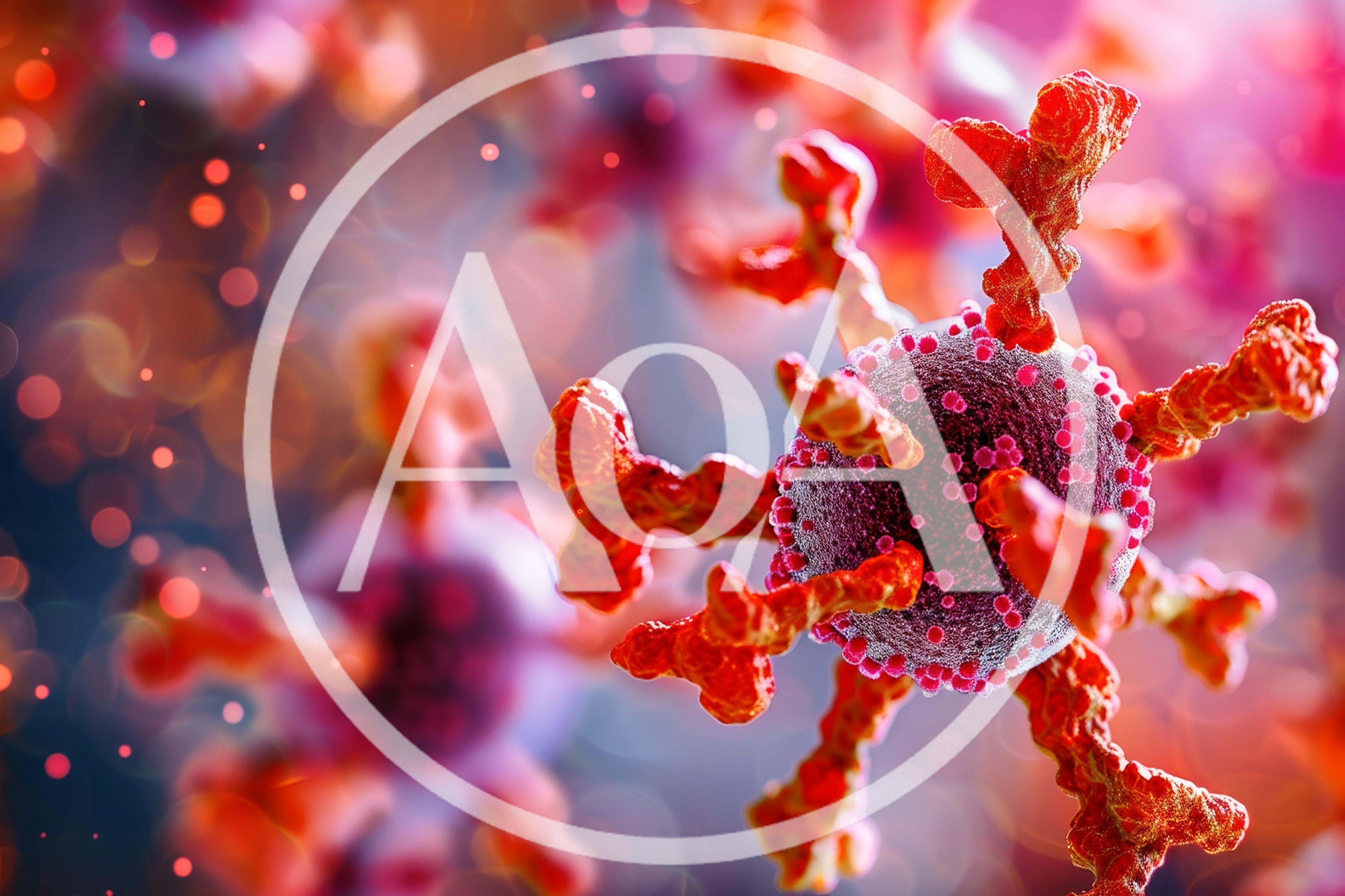 3D Render Of Coronavirus SARS-CoV-2 Viral Particles
