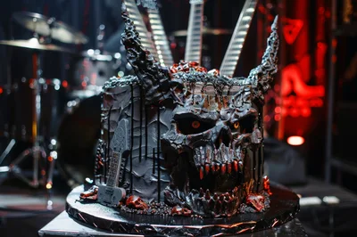 Heavy Metal Themed Skull Cake On Stage