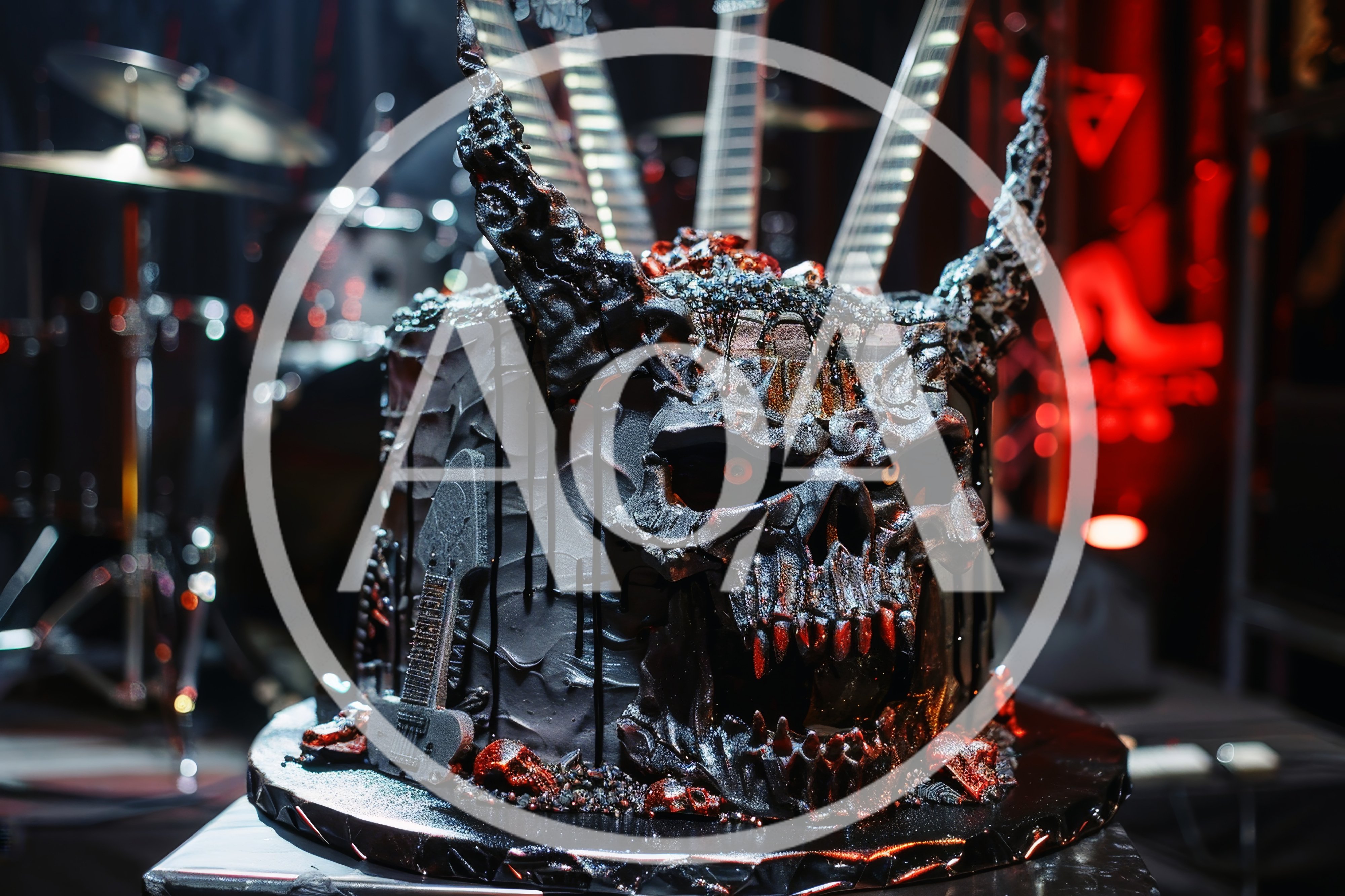 Heavy Metal Themed Skull Cake On Stage