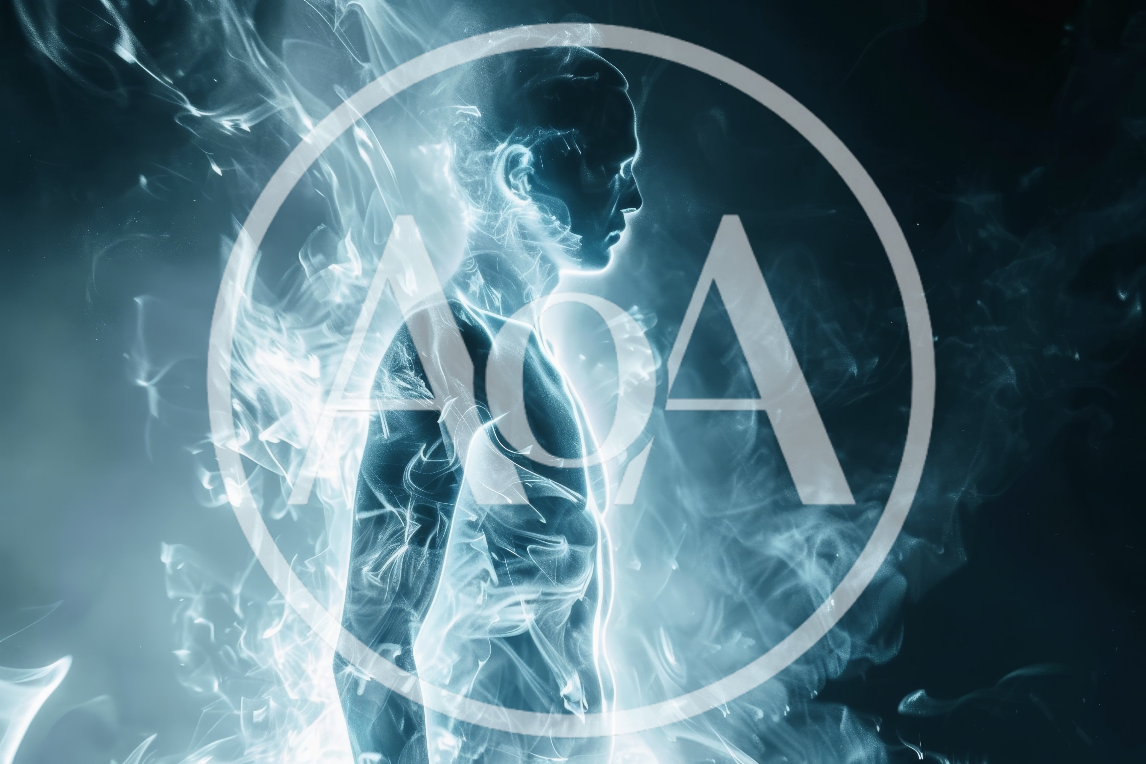 Ethereal Human Silhouette Formed From Glowing Blue Smoke
