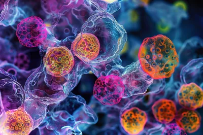 Microscopic View Of Biological Cells And Cellular Structures