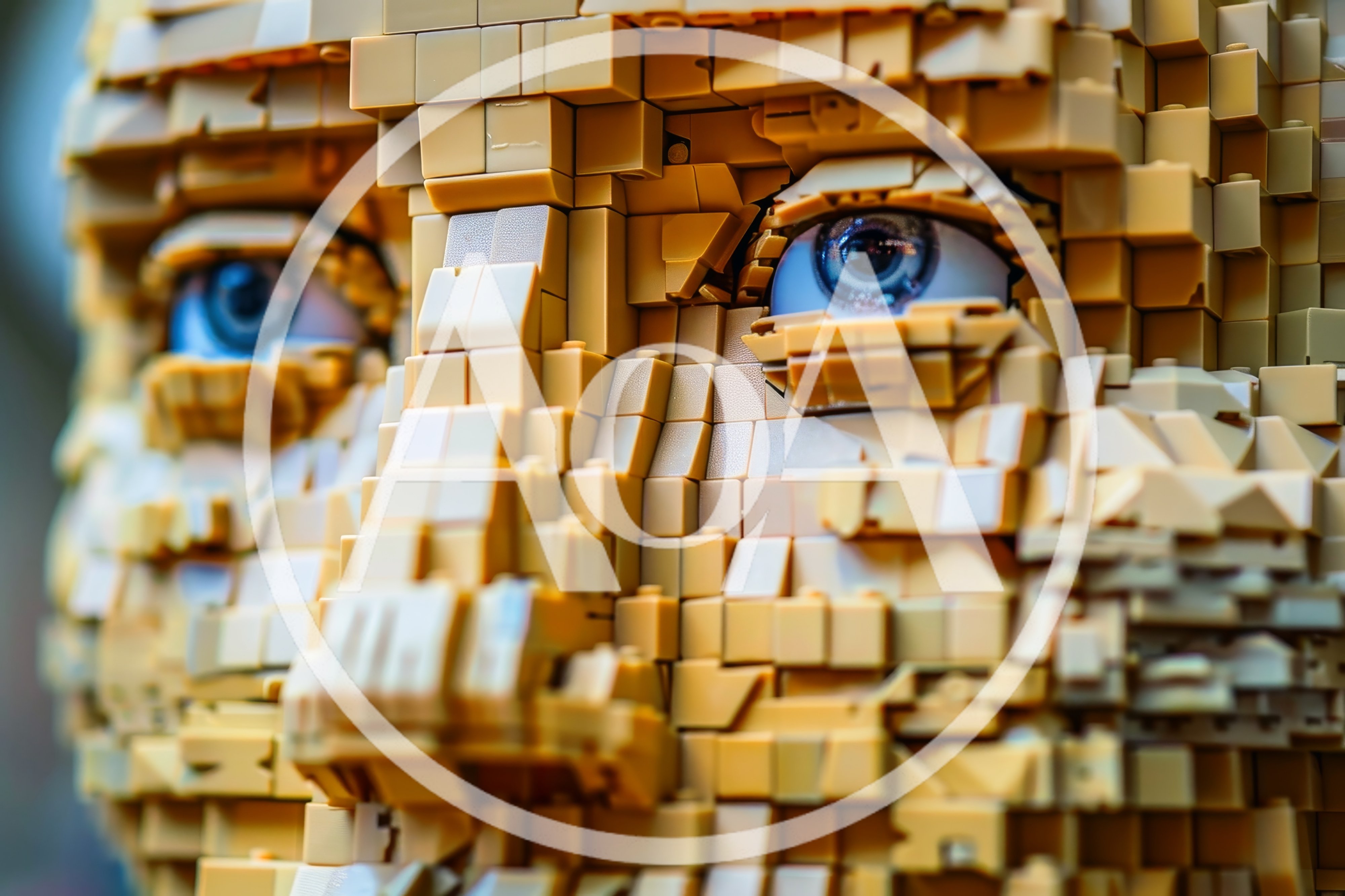 Close Up Of A Lego Brick Human Face Sculpture