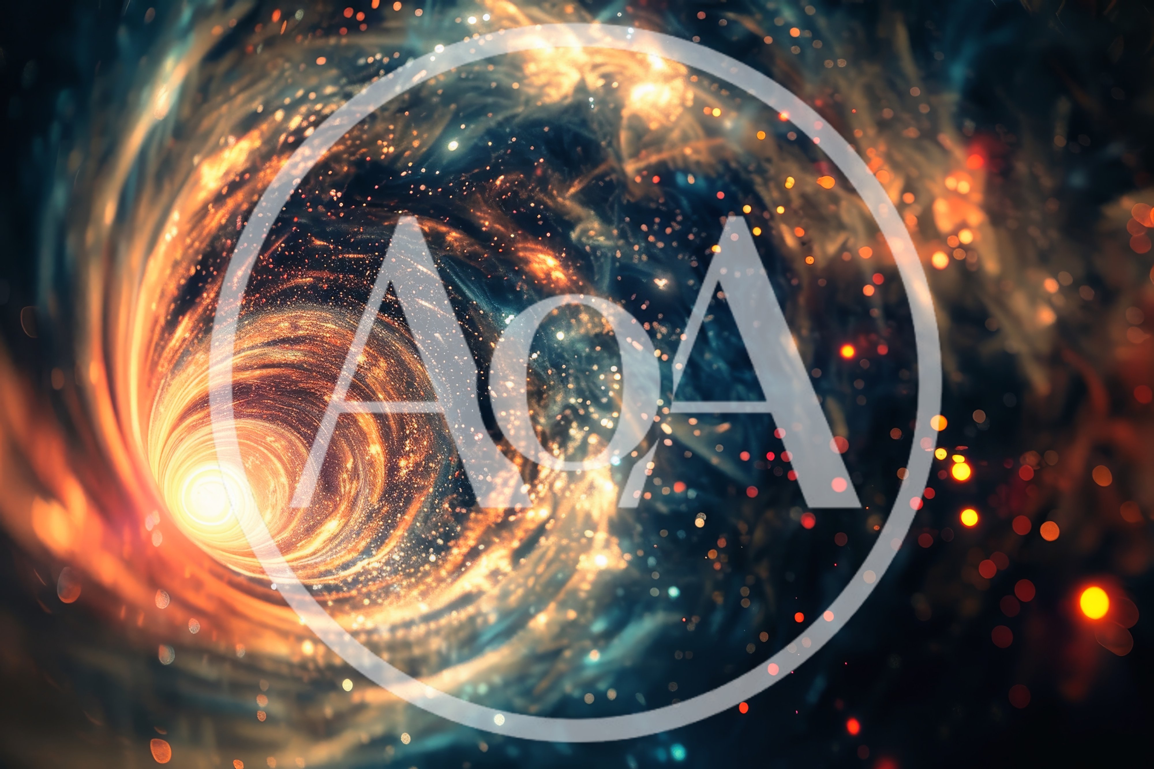 Abstract Cosmic Wormhole Tunnel With Glowing Particles
