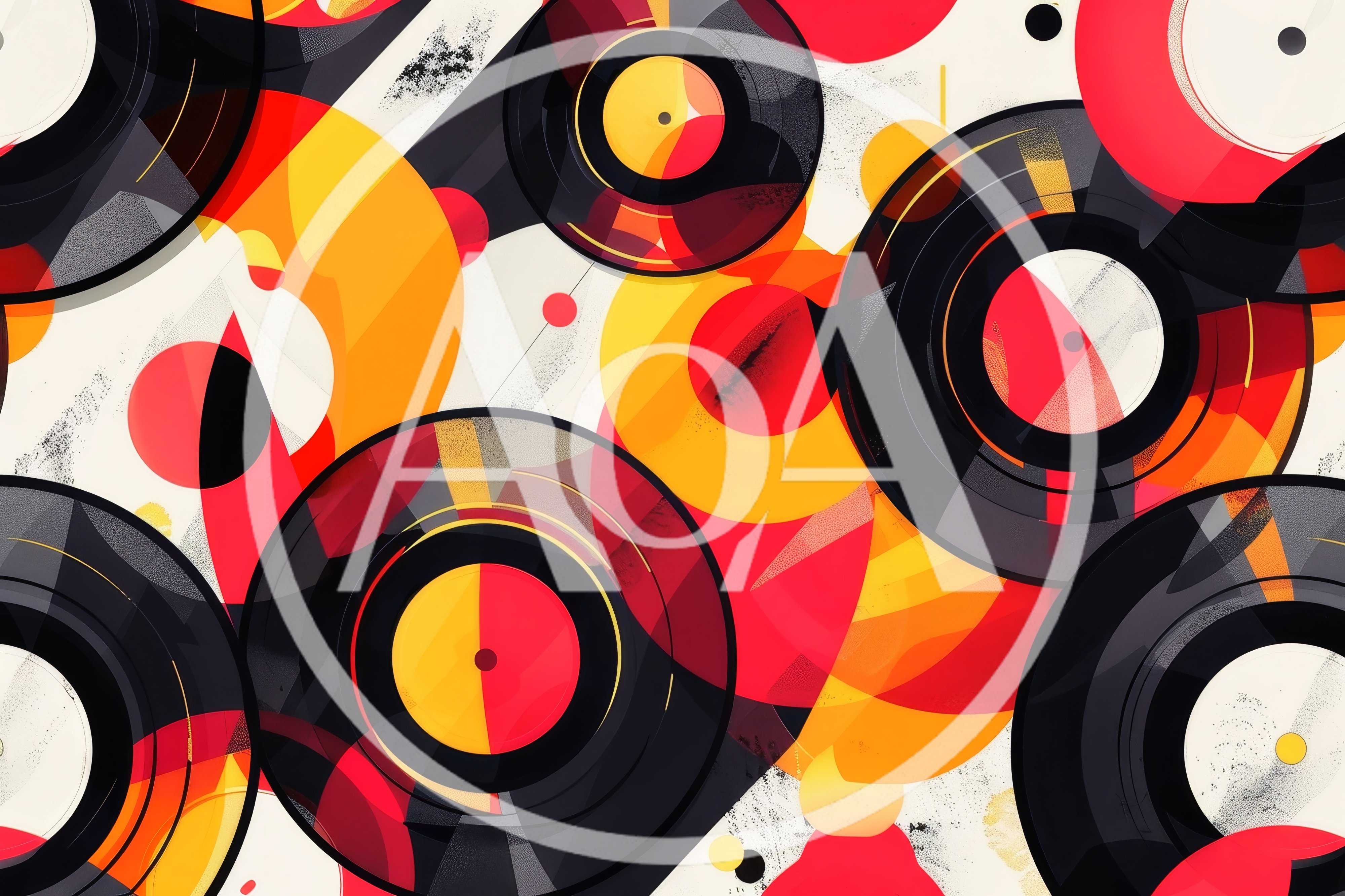 Abstract Vinyl Record Pattern With Geometric Shapes