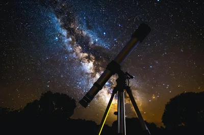 Telescope Pointing At The Milky Way Galaxy