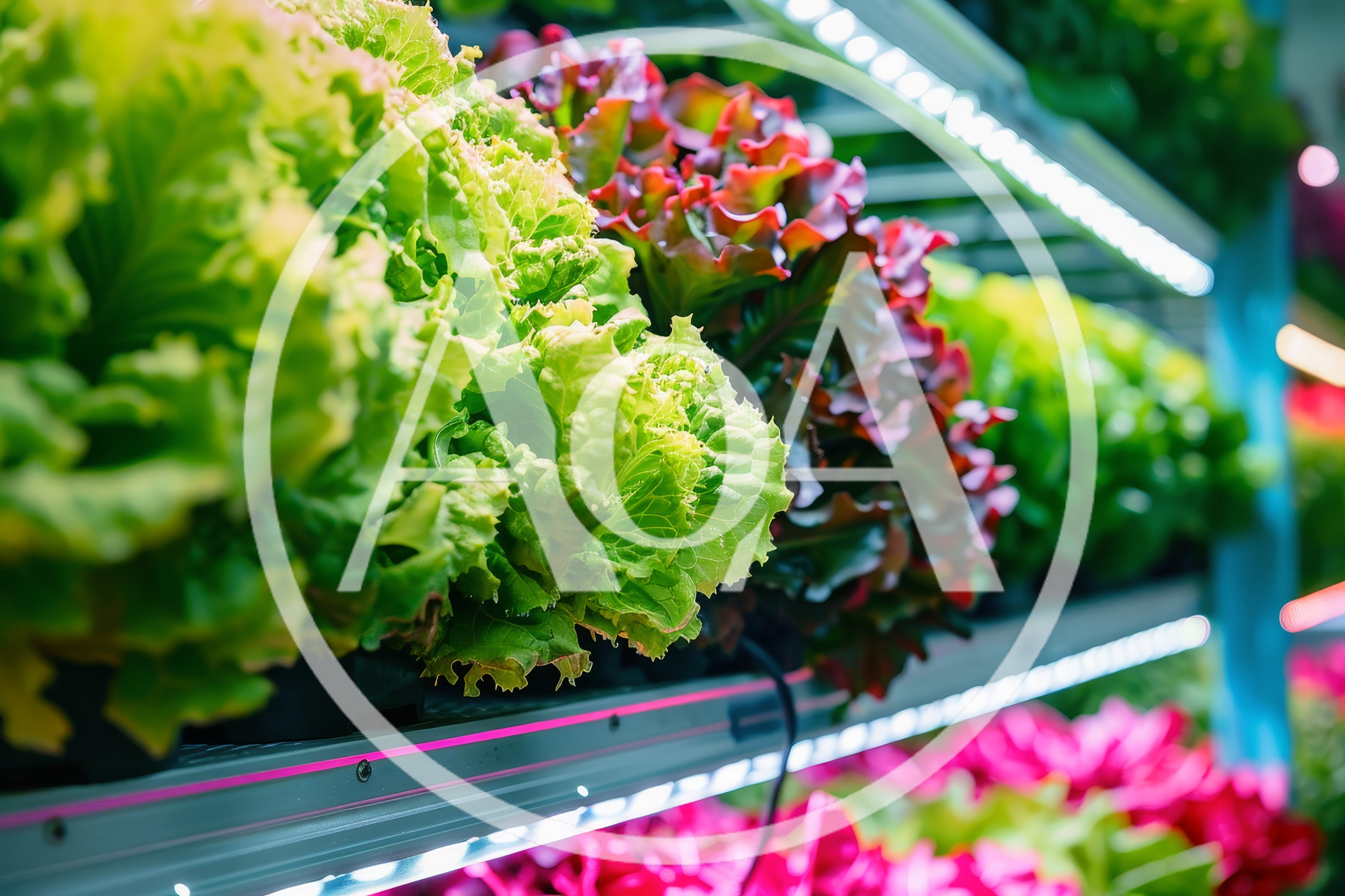 Hydroponic Lettuce Growing In Vertical Indoor Farm