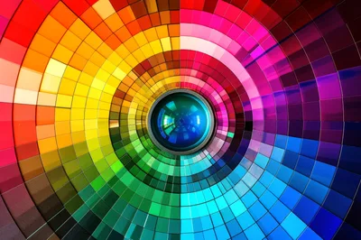 Camera Lens Surrounded By A Vibrant Color Wheel
