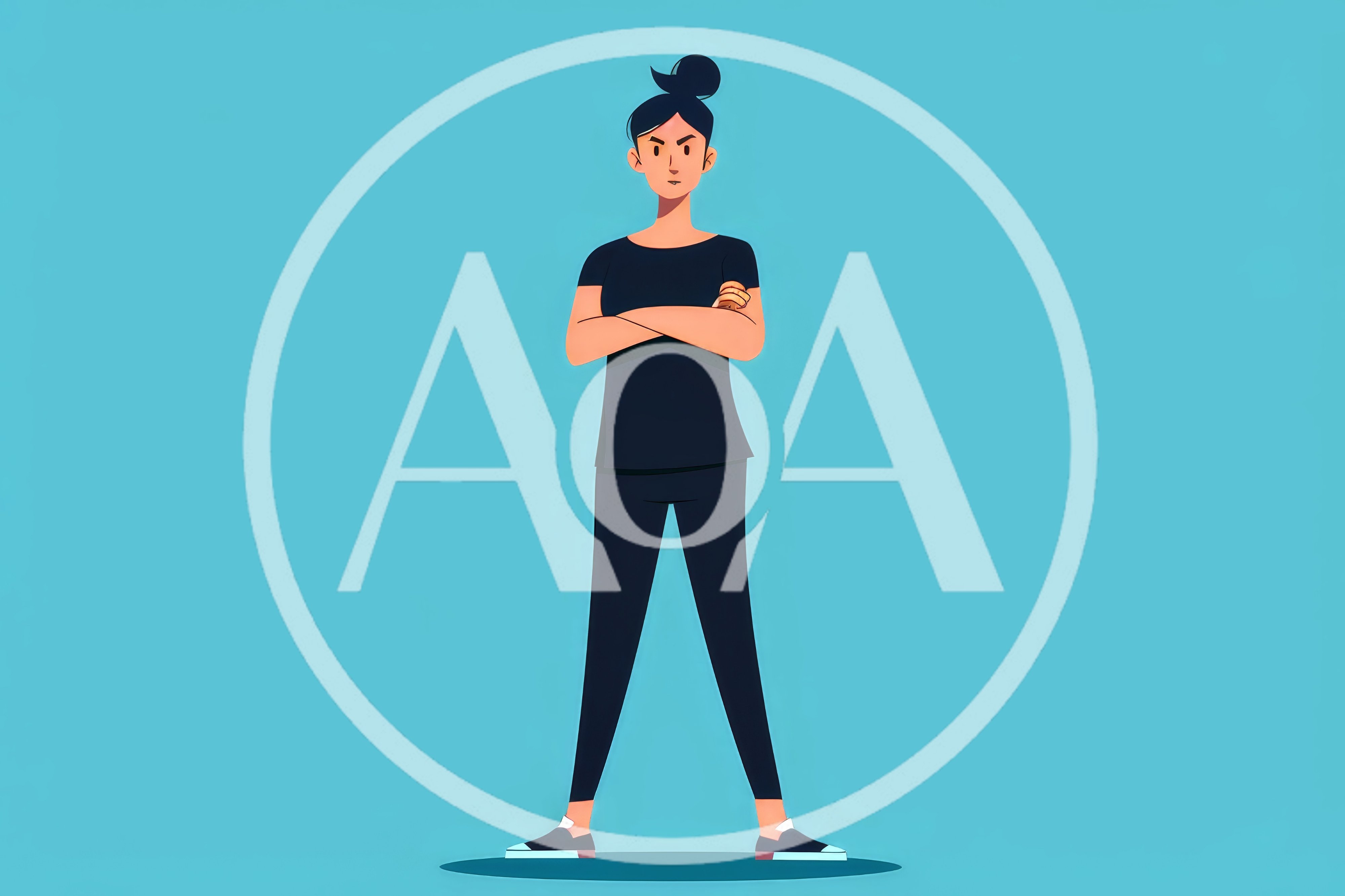 Illustration Of A Determined Woman Standing With Crossed Arms