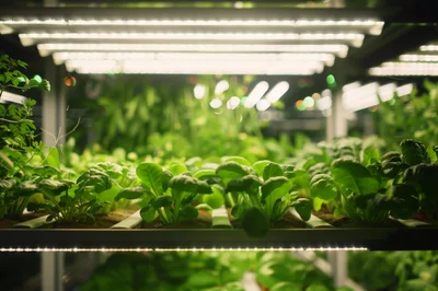 Hydroponic Lettuce Growing In Vertical Indoor Farm