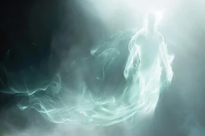 Ethereal Spirit Figure Floating In Mystical Light