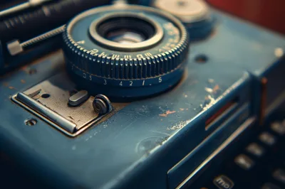 Vintage Camera Lens Detail on Old Mechanical Device