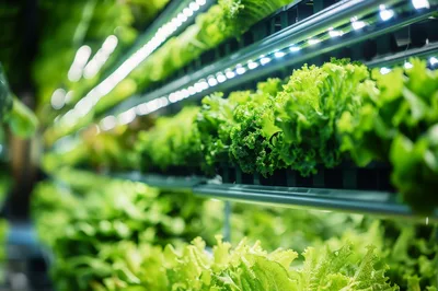 Vertical Farming Lettuce Cultivation Under LED Lights