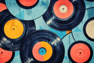 Abstract Composition Of Vintage Vinyl Records