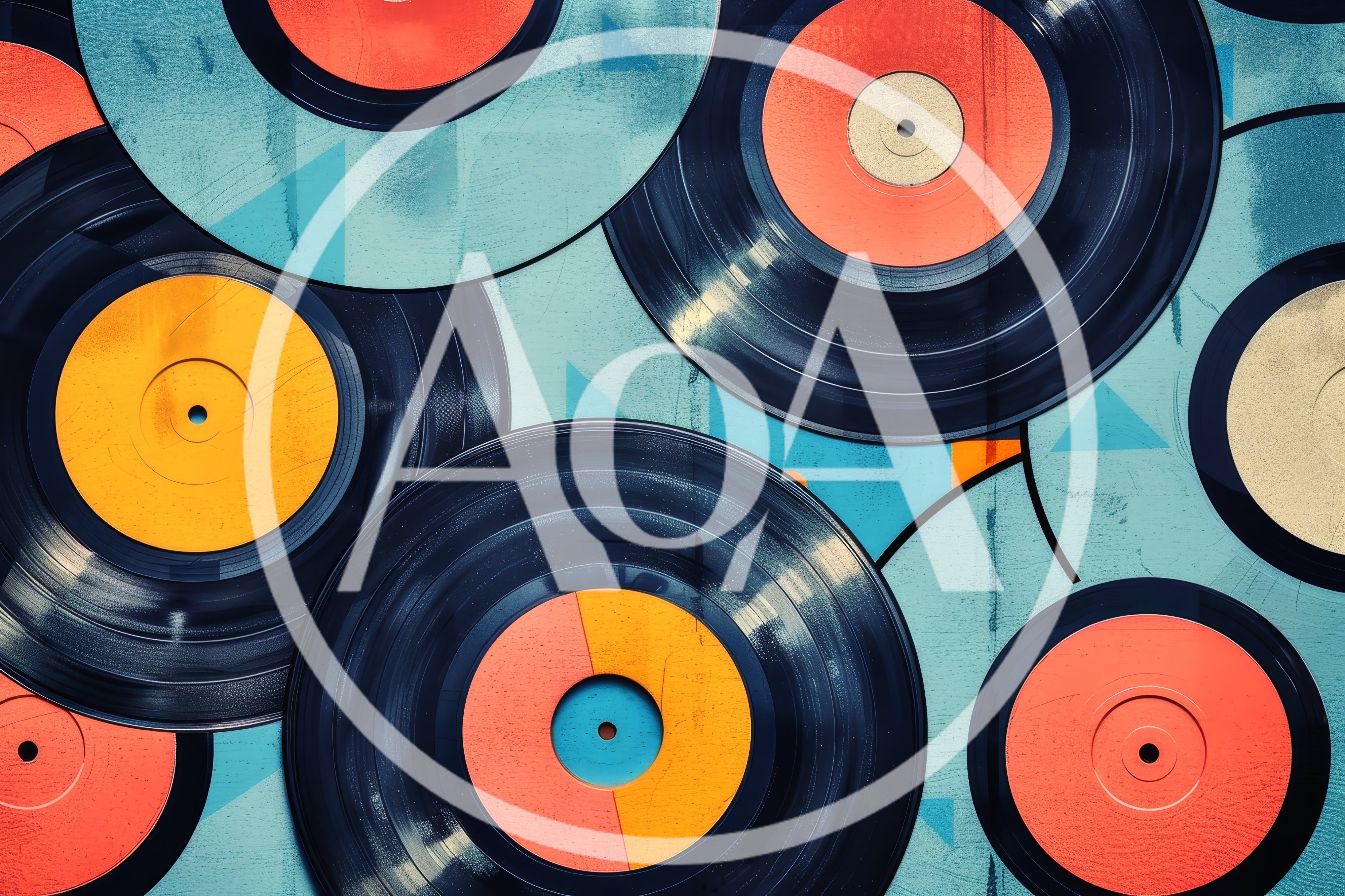 Abstract Composition Of Vintage Vinyl Records