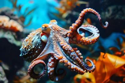 Close Up Of A Vibrant Octopus Underwater