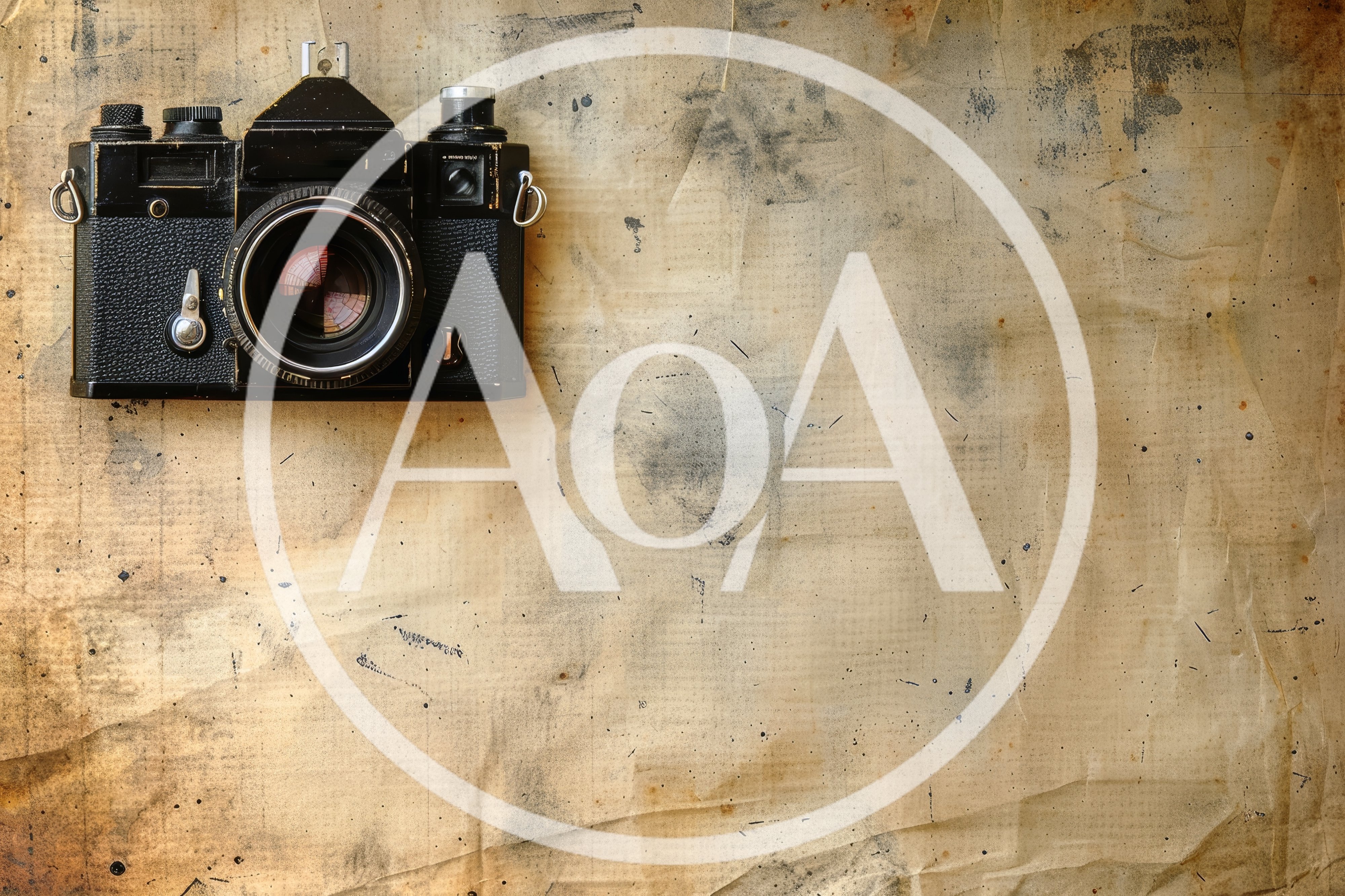Vintage Film Camera On Aged Textured Paper Background