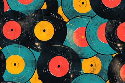 Abstract Pattern Of Vintage Vinyl Records