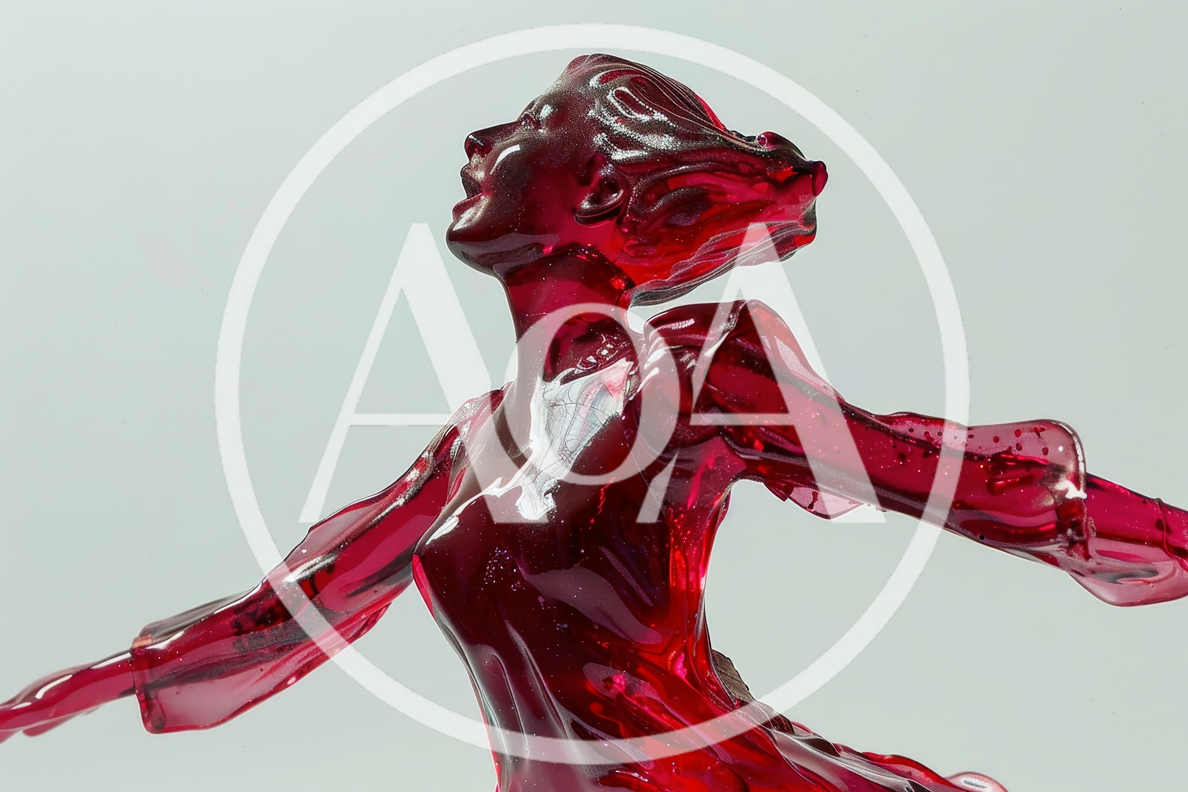Red Translucent Resin Sculpture Of A Dancing Woman