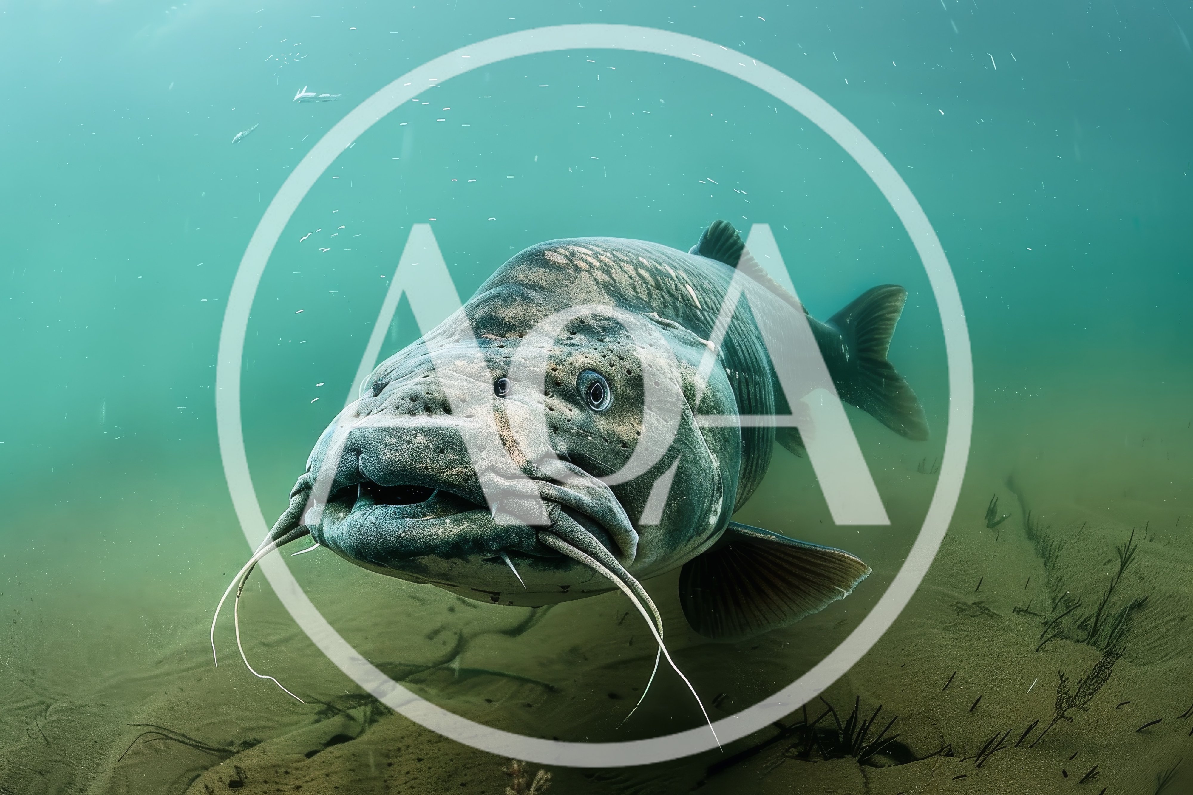 Large Wels Catfish Swimming Underwater In Murky Water