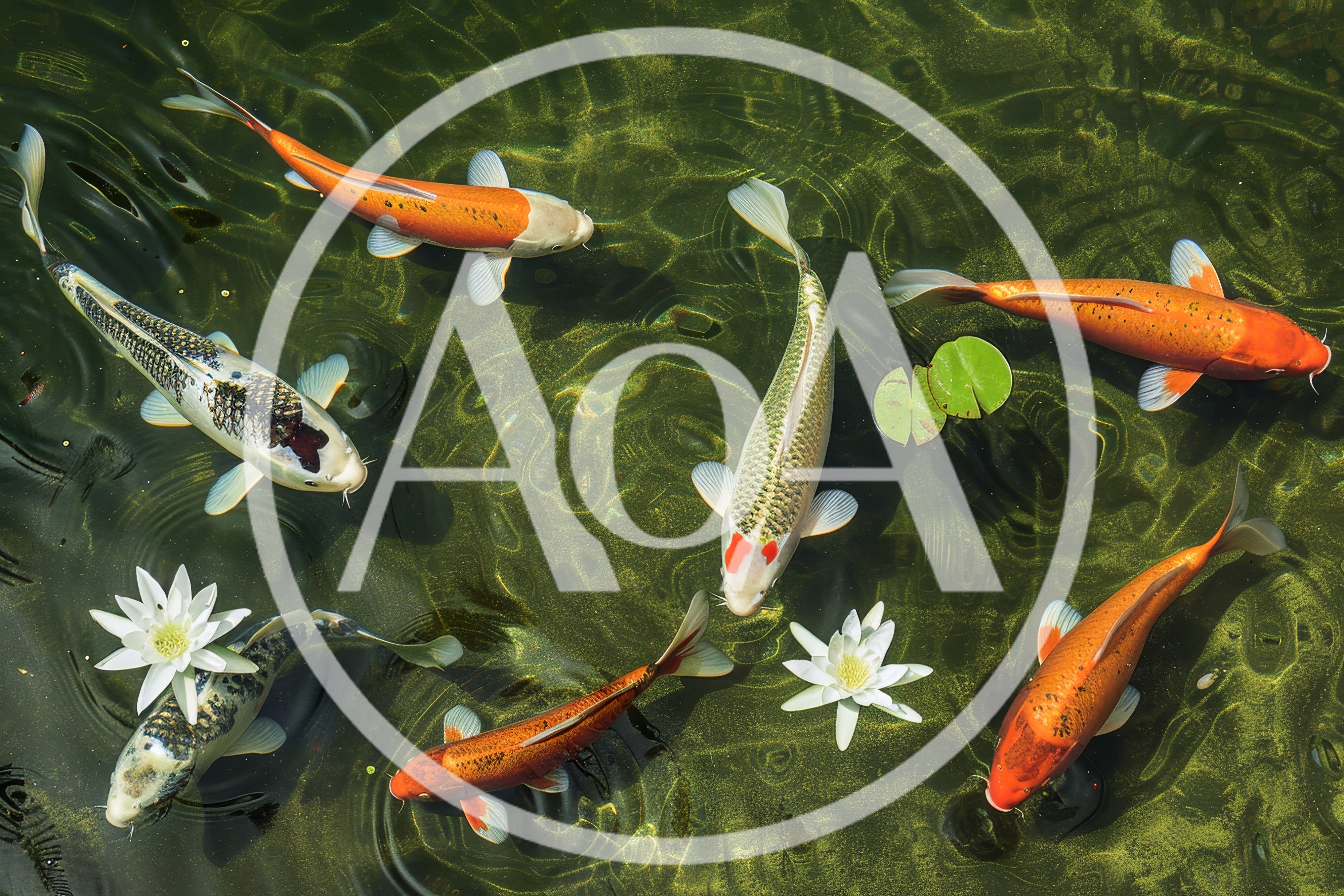 Colorful Koi Fish Swimming in a Garden Pond