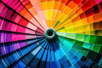 Circular Color Swatch Fan Arranged In A Rainbow Gradient