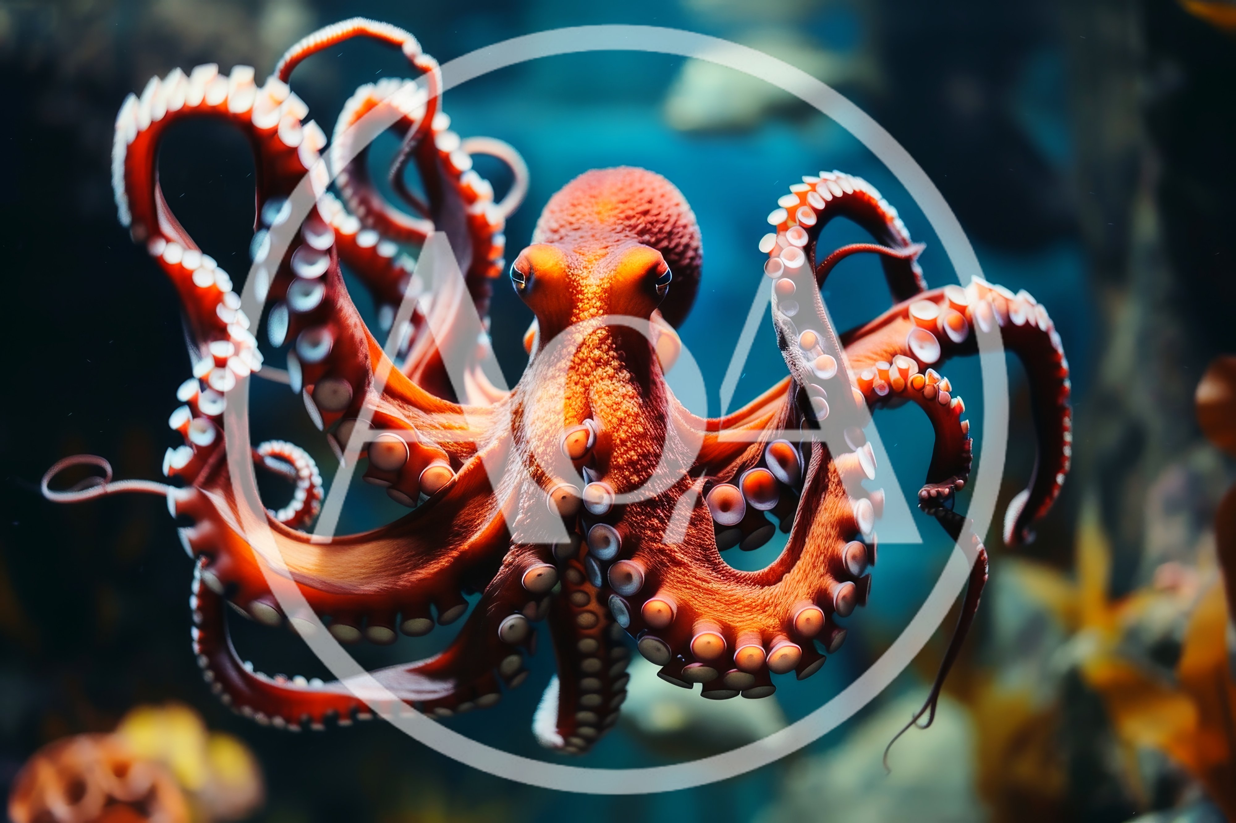 Vibrant Red Octopus Swimming In Deep Ocean Waters