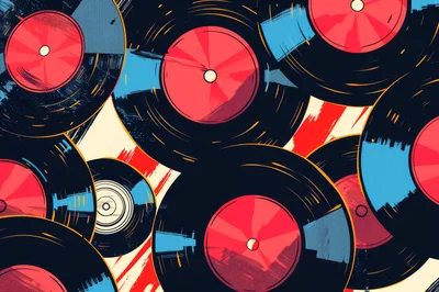 Abstract Illustration Of Vintage Vinyl Records