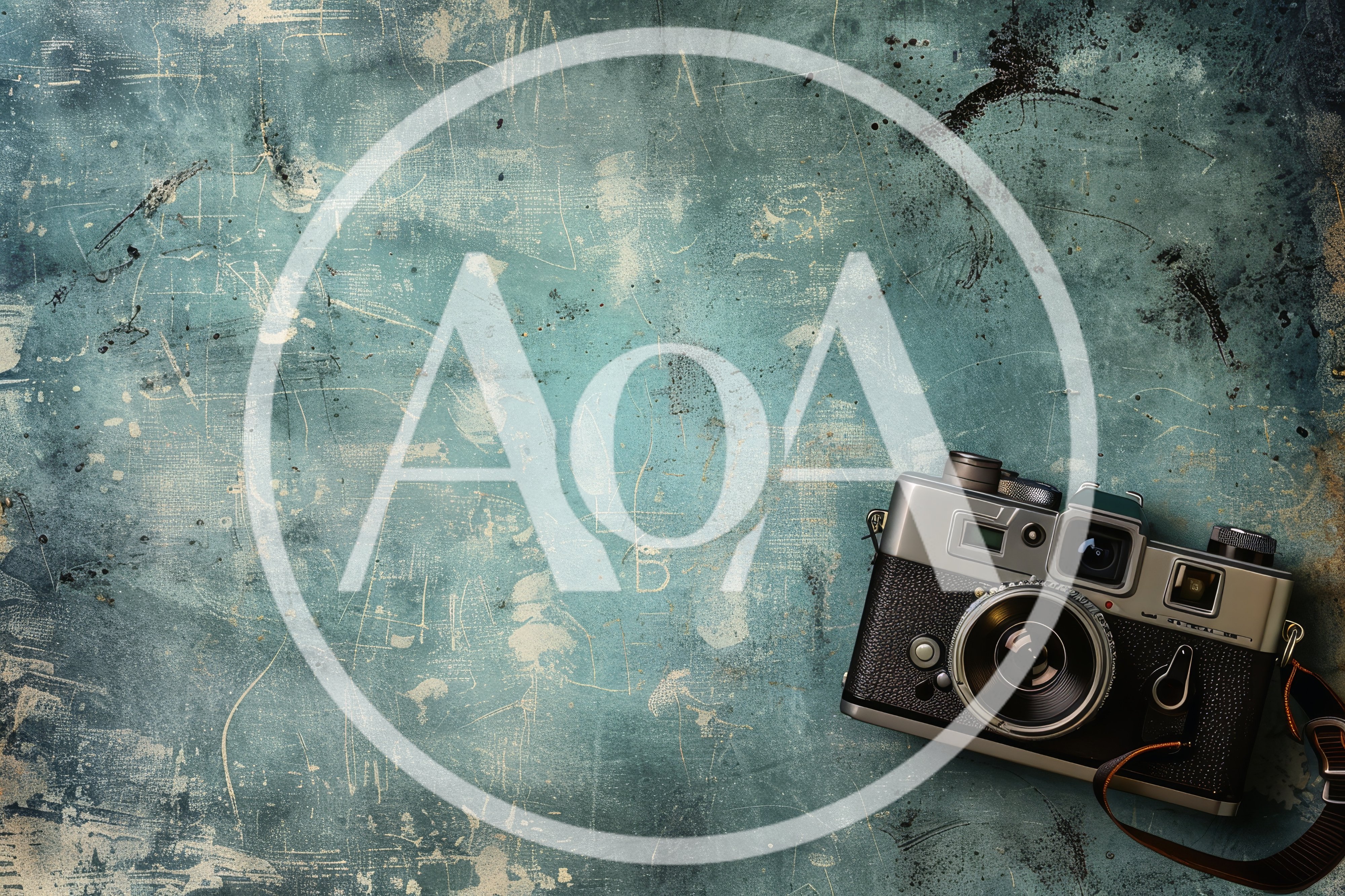 Vintage Film Camera On A Distressed Teal Background