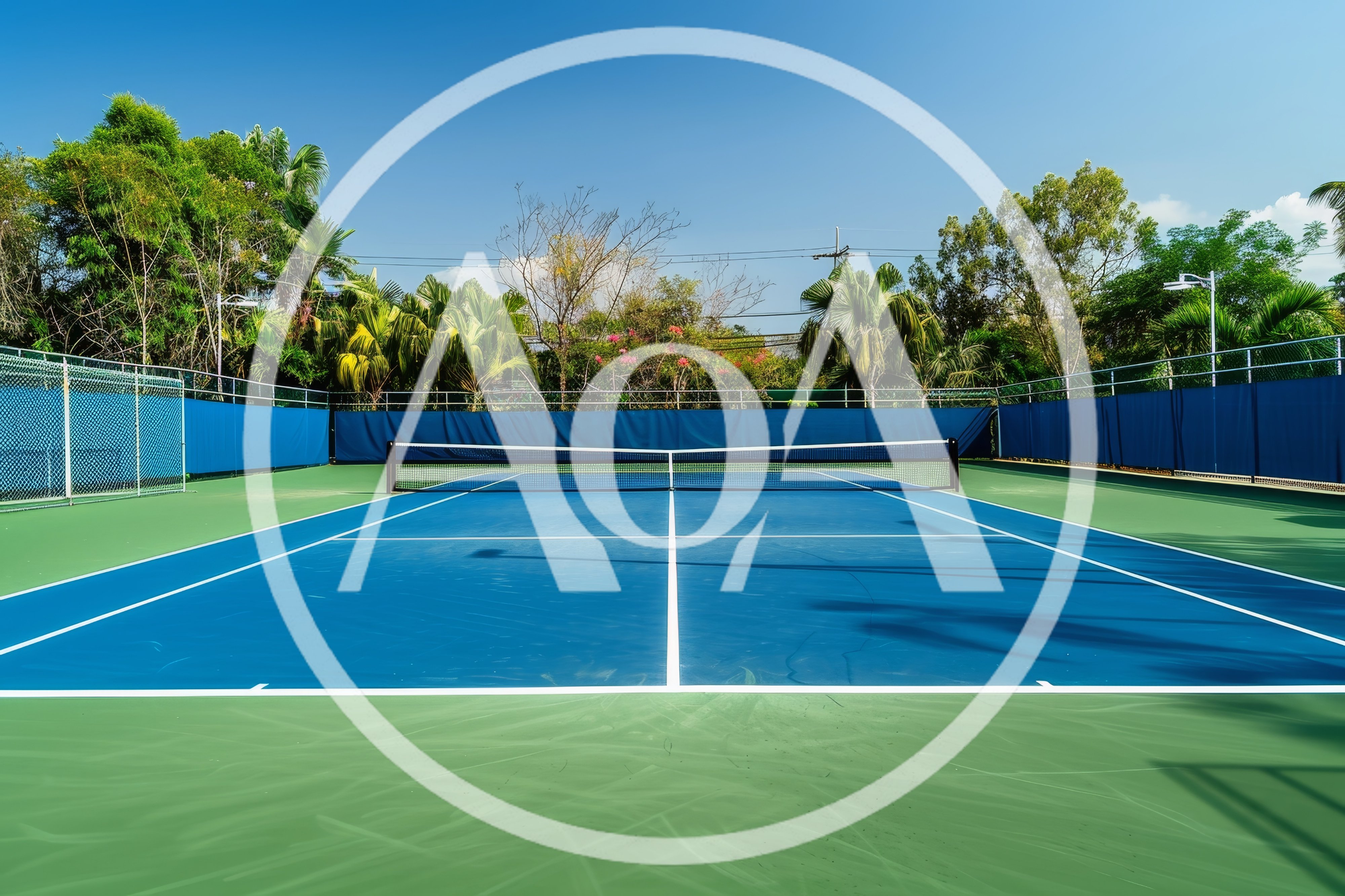 Empty Outdoor Tennis Court on a Sunny Day
